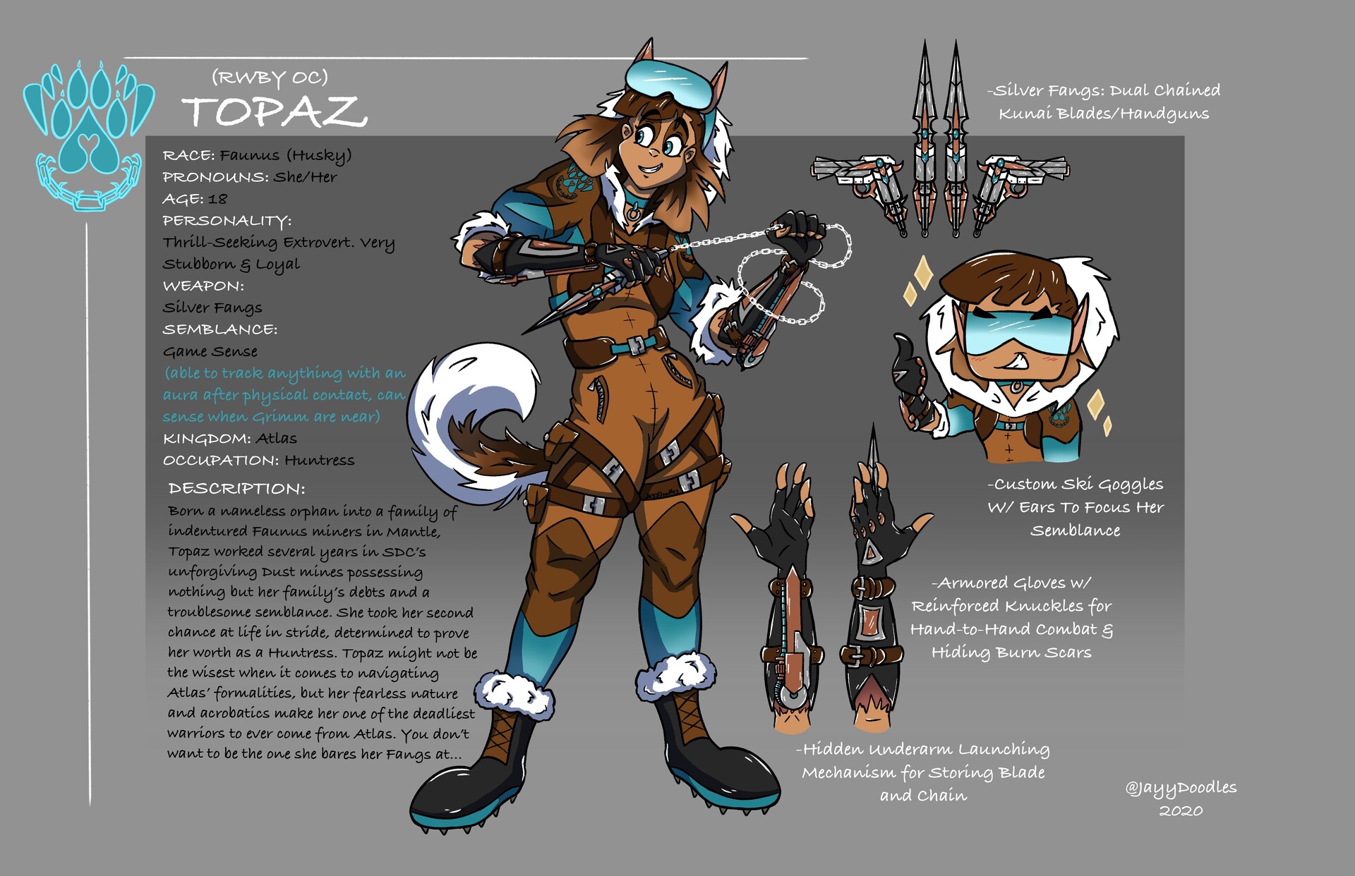 ArtStation RWBY Fanart OC Ref Sheet Topaz