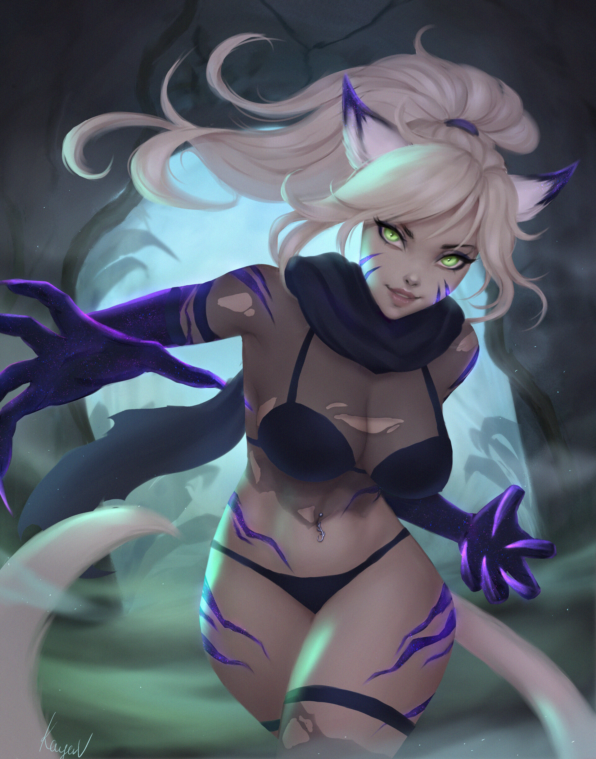 Sapphic Neko (bnf world) by KayaV. Animal Ears, Anime Ears, bnf world, cat girl, catgirl, fantasy, Fantasy ero, monster girl, neko, Sapphic Neko
