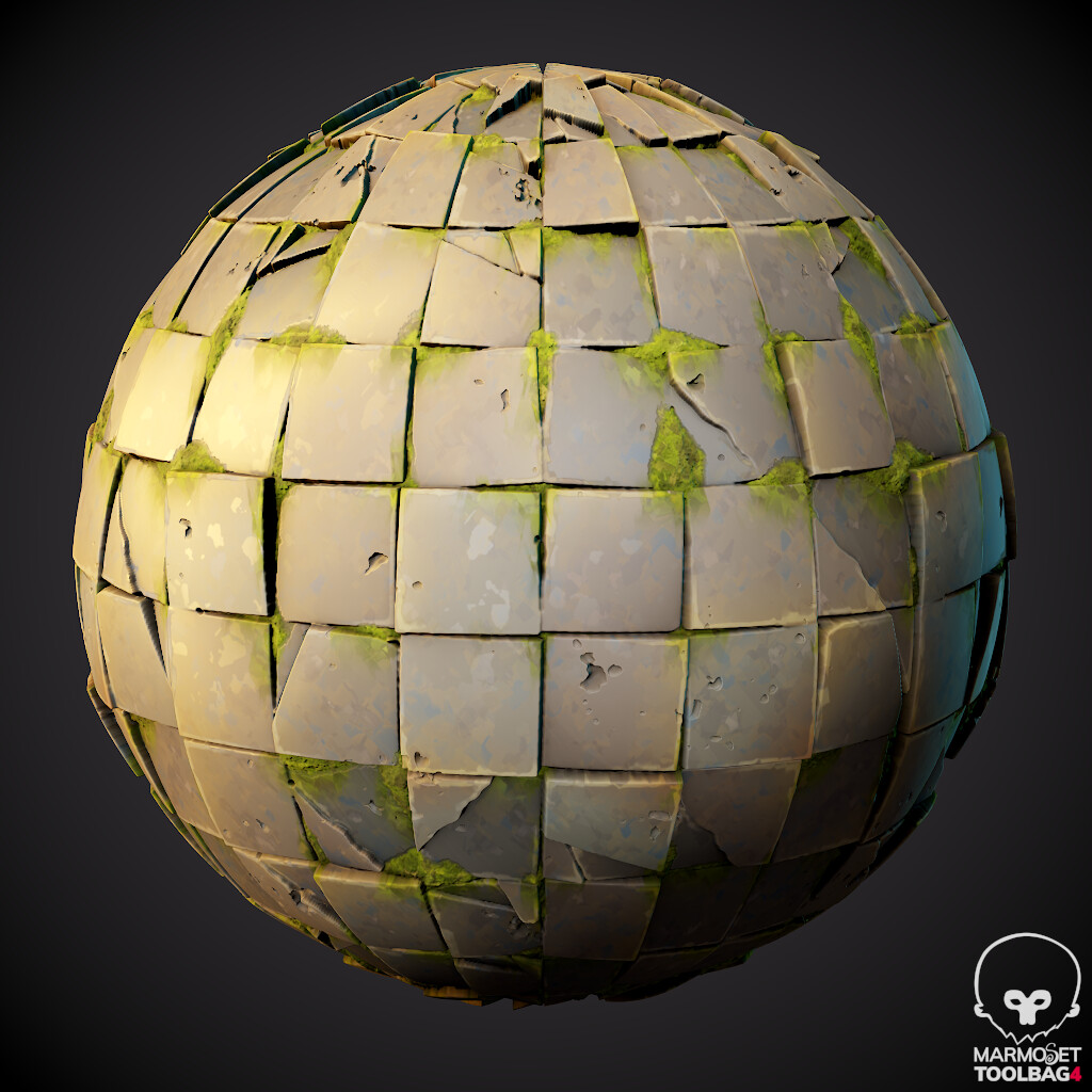 Stylized Materials Practice - Mossy Concrete Tiles