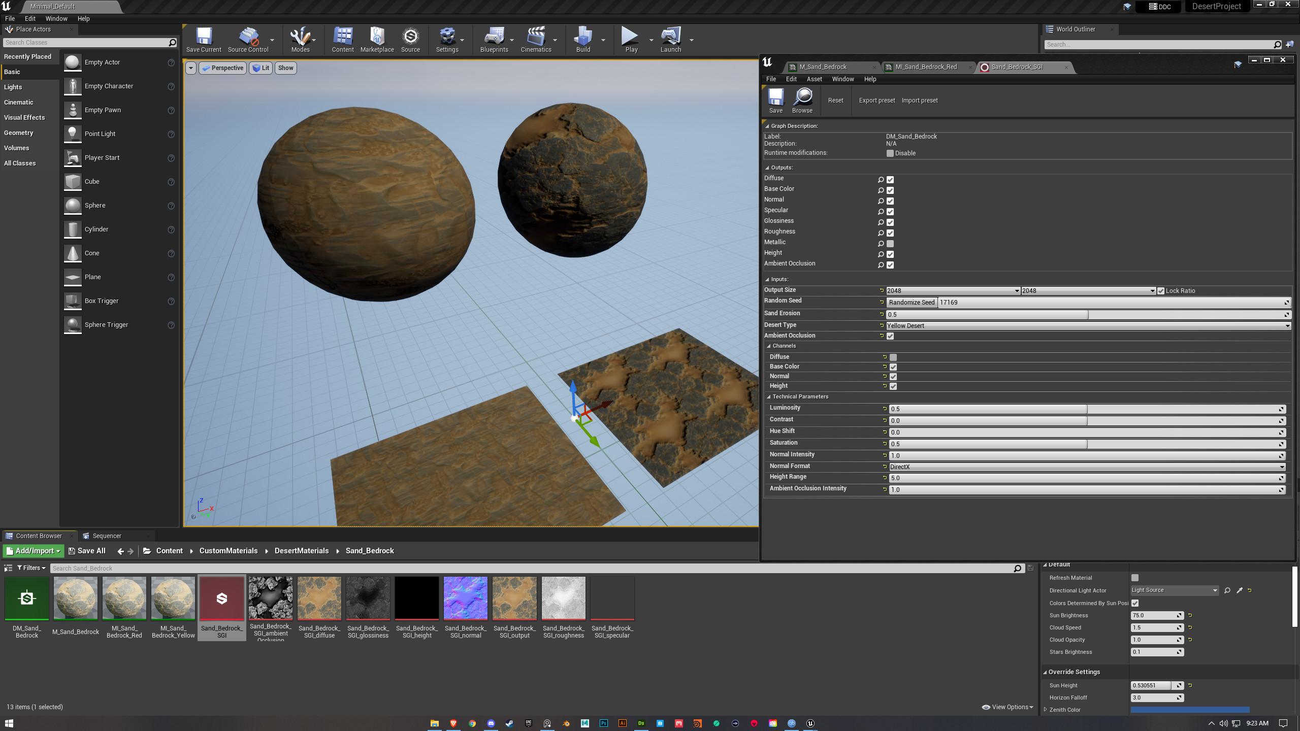 What the material looks like in Unreal with its Substance Graph Interface and options. 