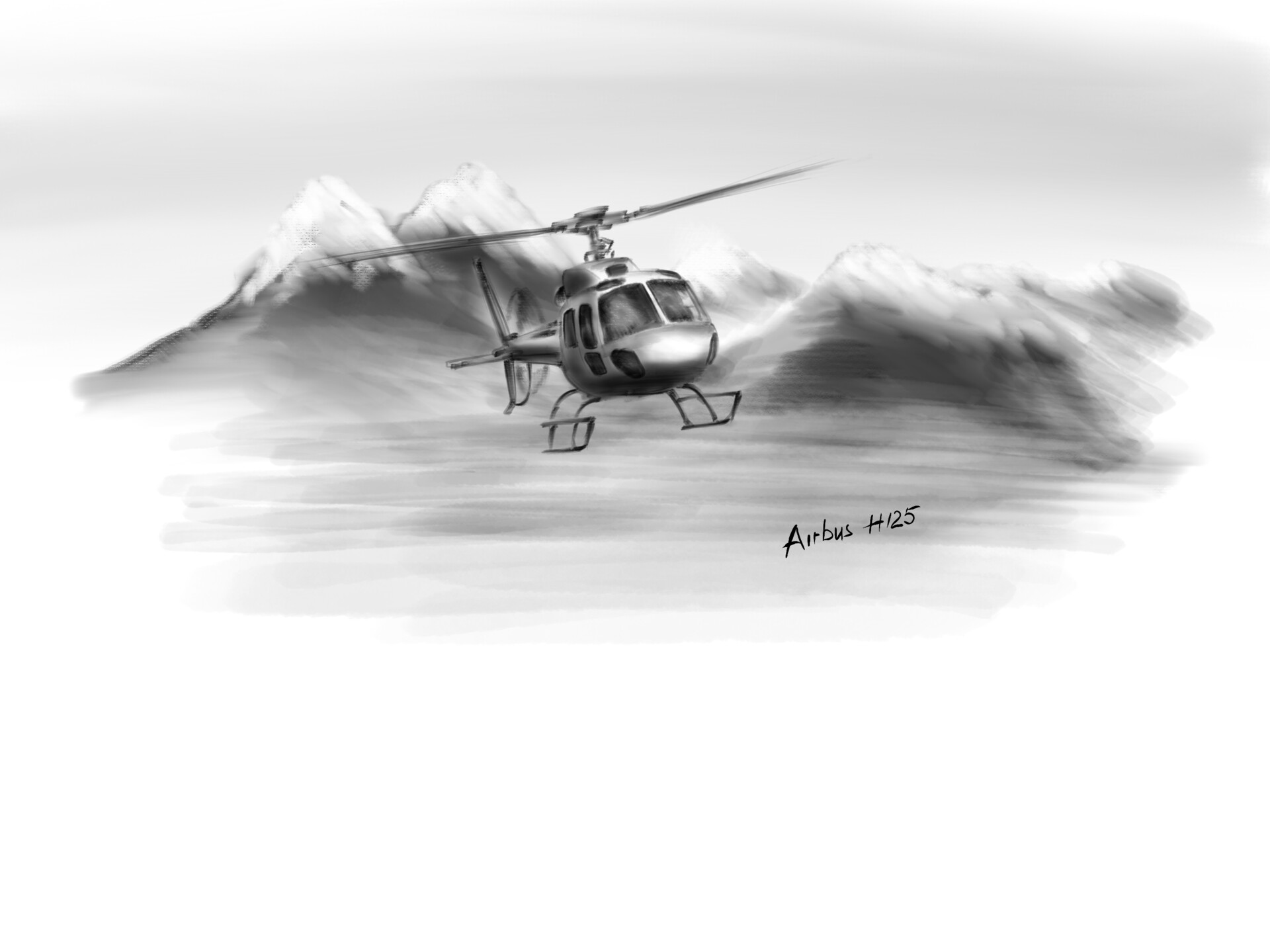 Pencil Sketch of Helicopter | DesiPainters.com