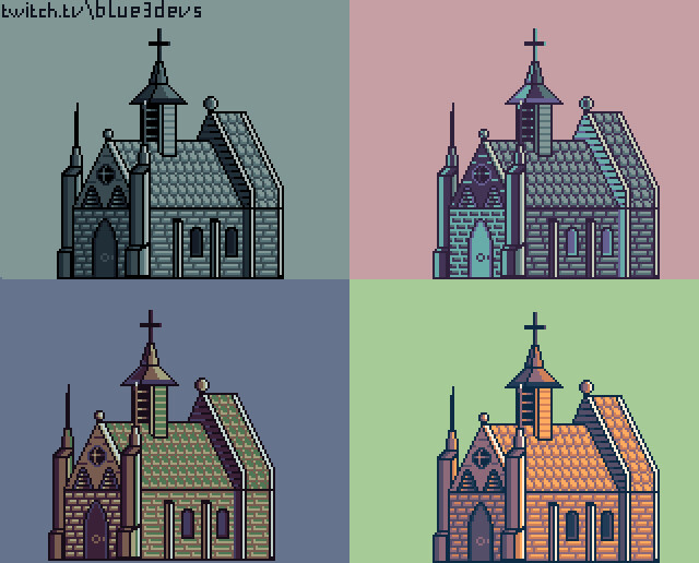 ArtStation - Medieval Church Multiple Palettes. [ Pixel Art ]