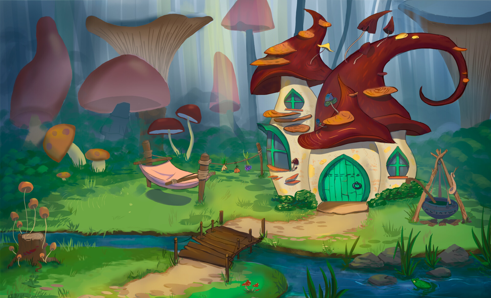 ArtStation - Mushroom house in the forest