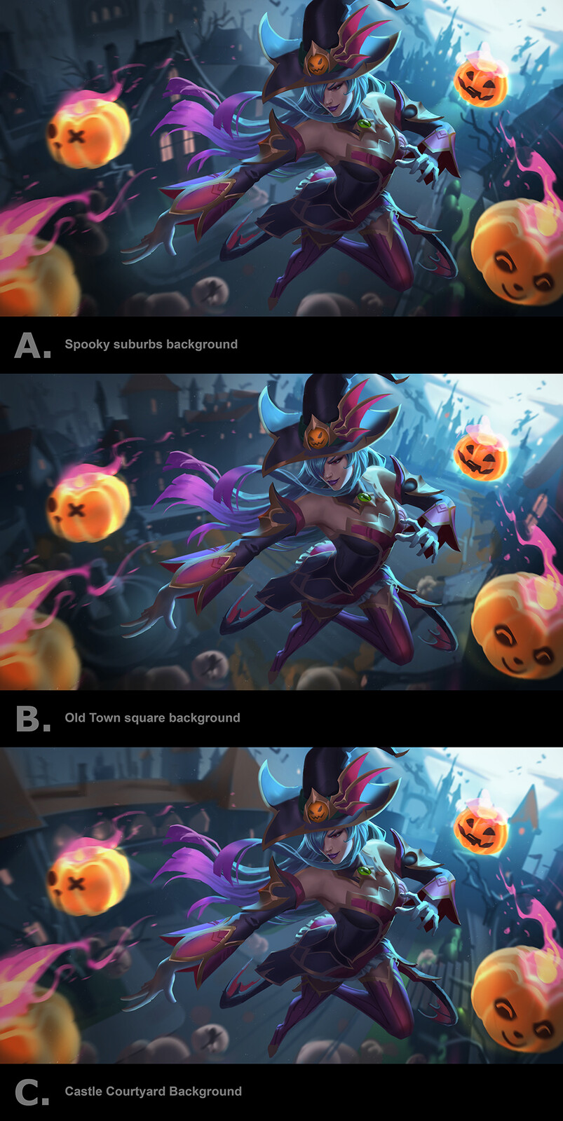 Instead of color variations, I did different background ideas.