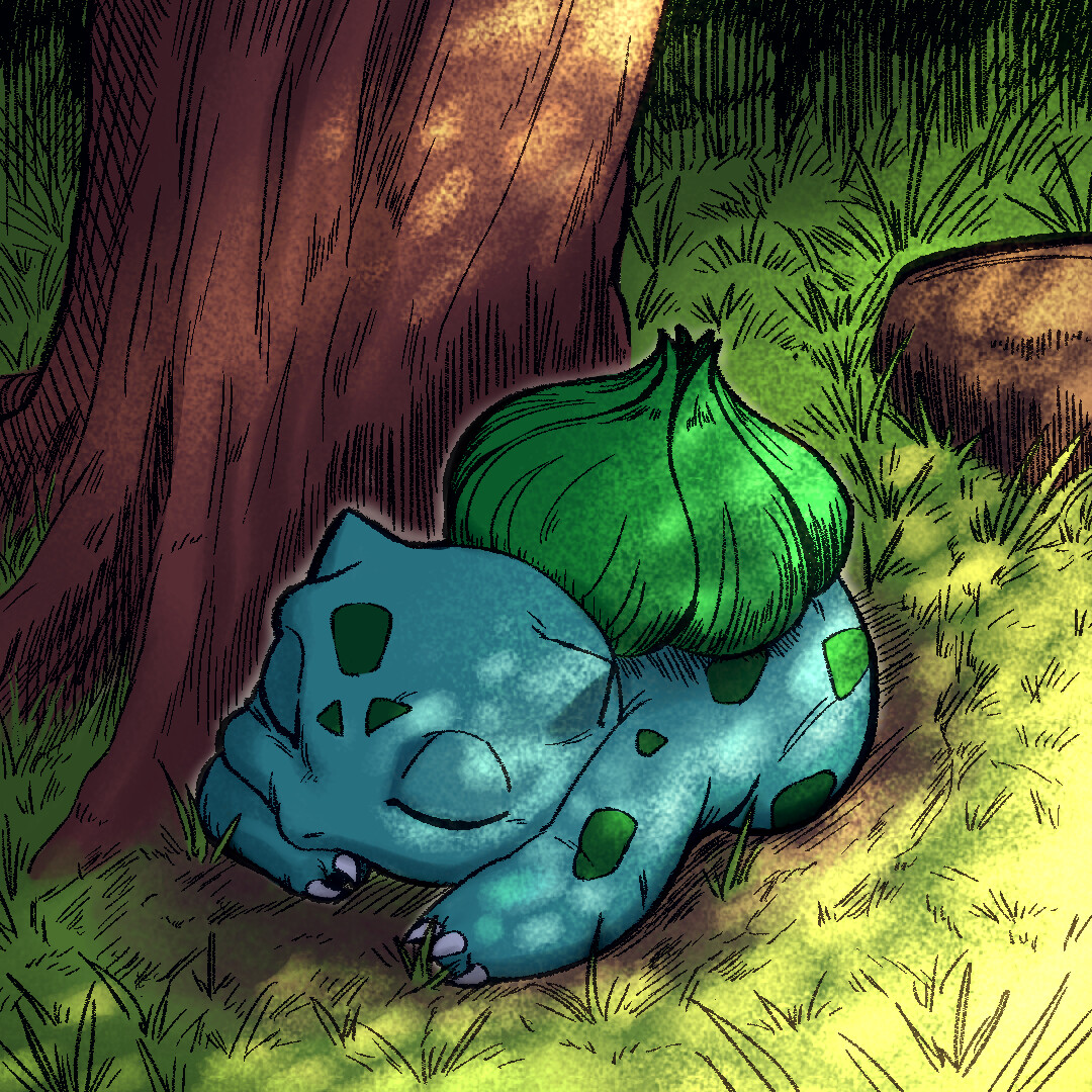 Artstation Bulbasaur Napping Fanart