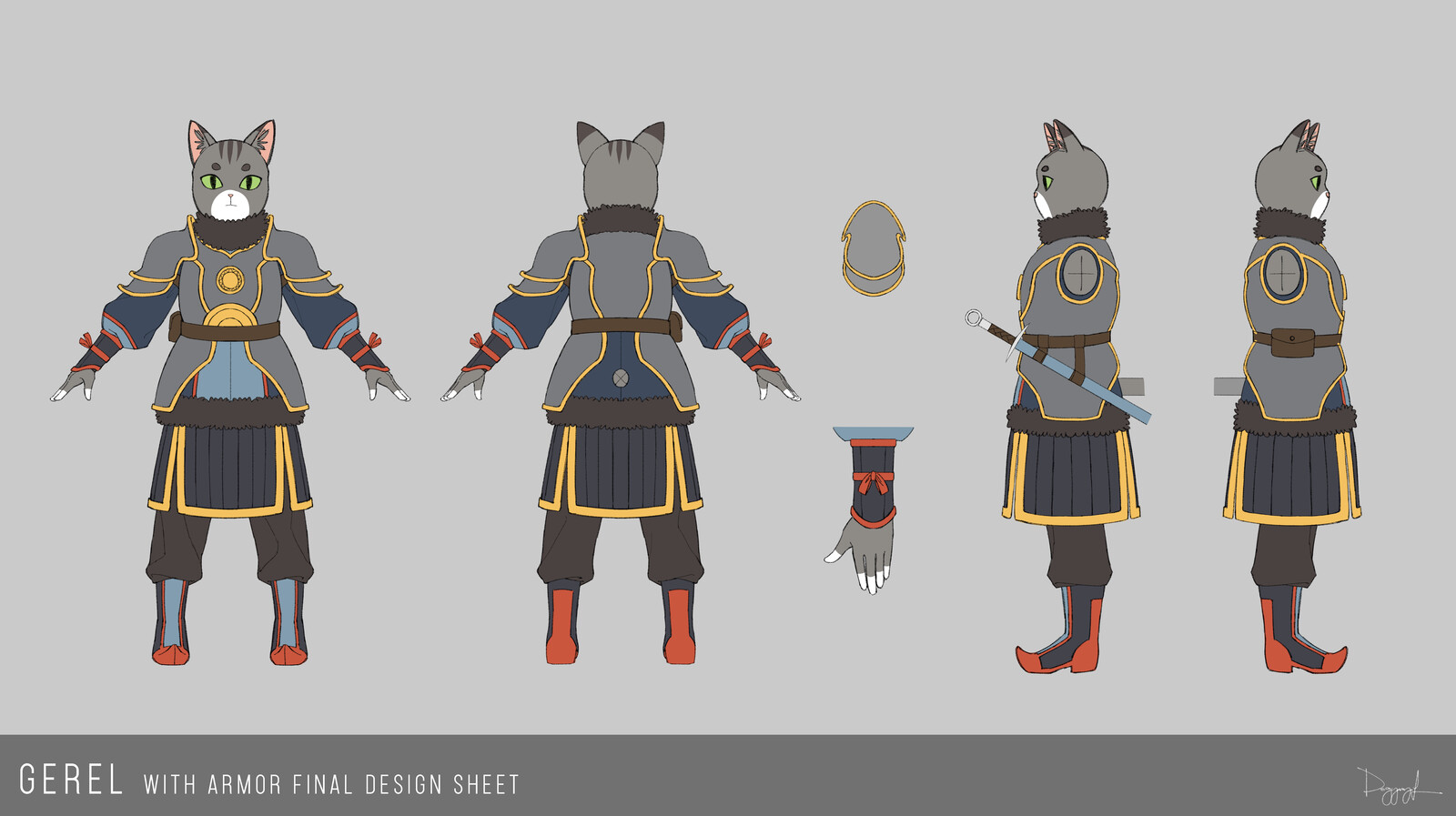 Character sheet of Gerel w/ armor