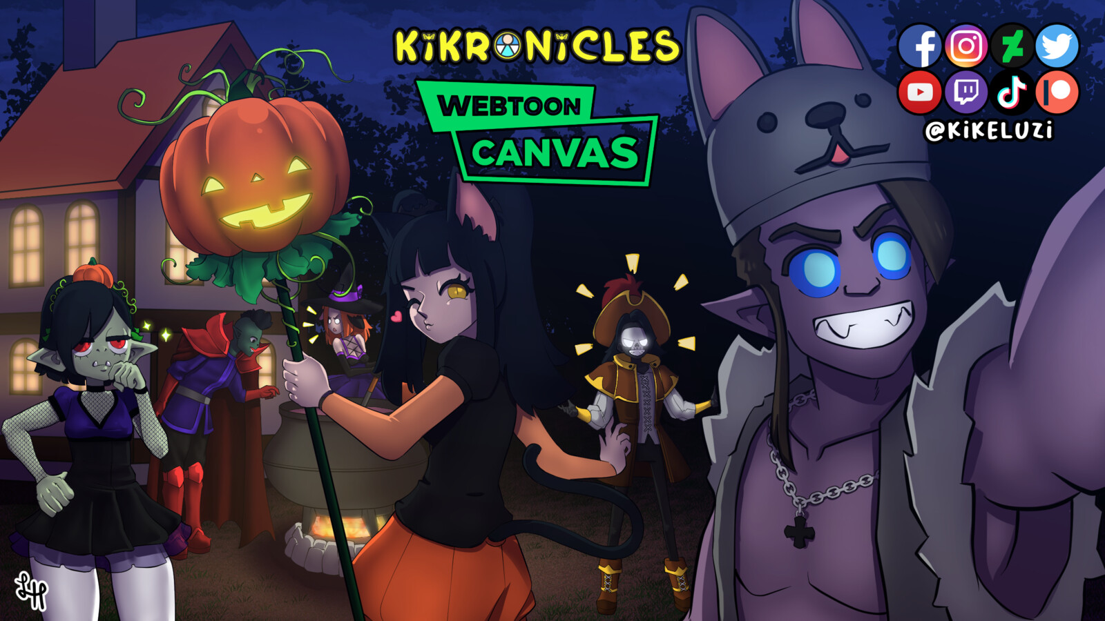 Wallpaper for my webtoon promotion and DeviantArt Jack-O-Lantern badge.