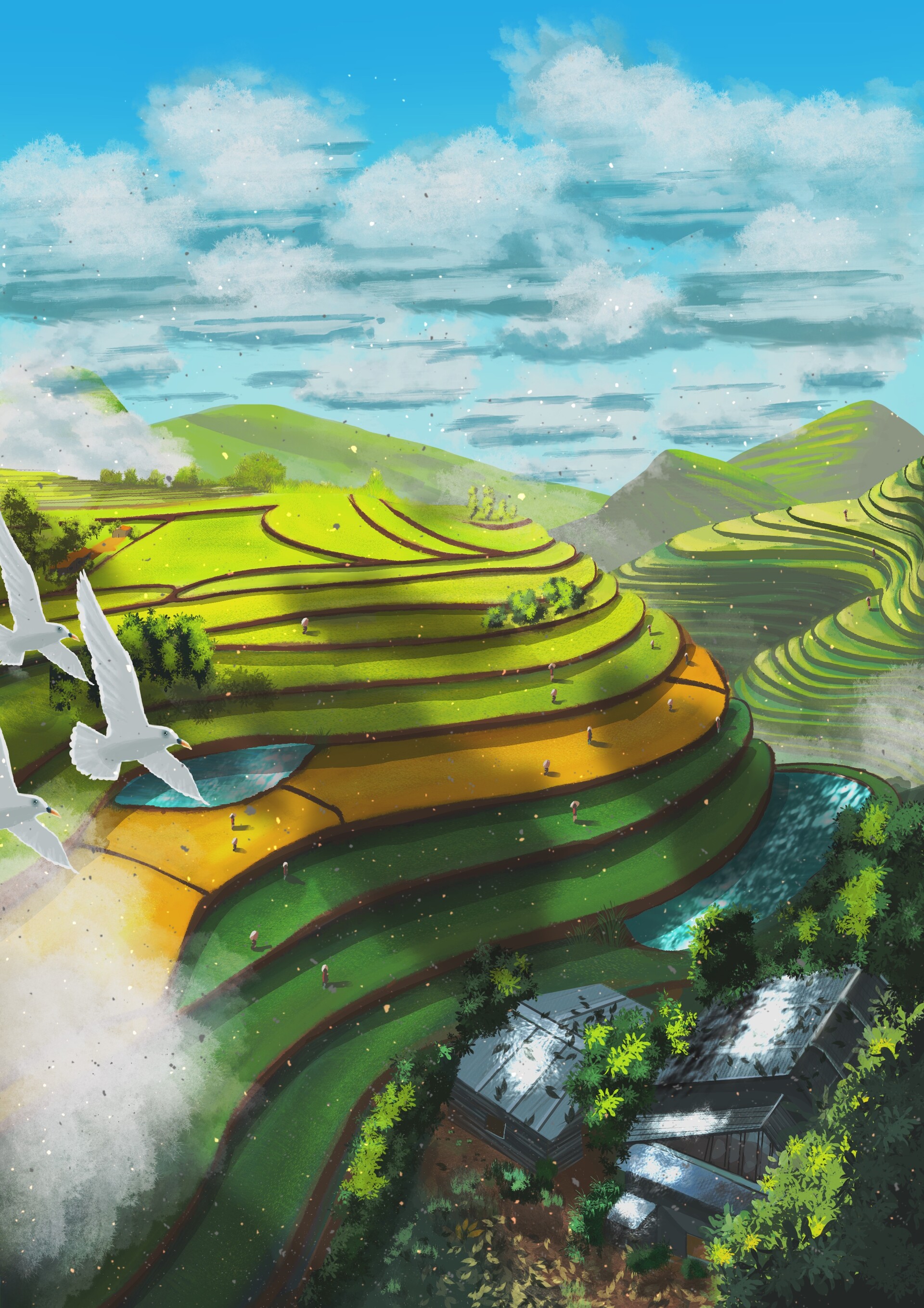 ArtStation - Rice terraces-study