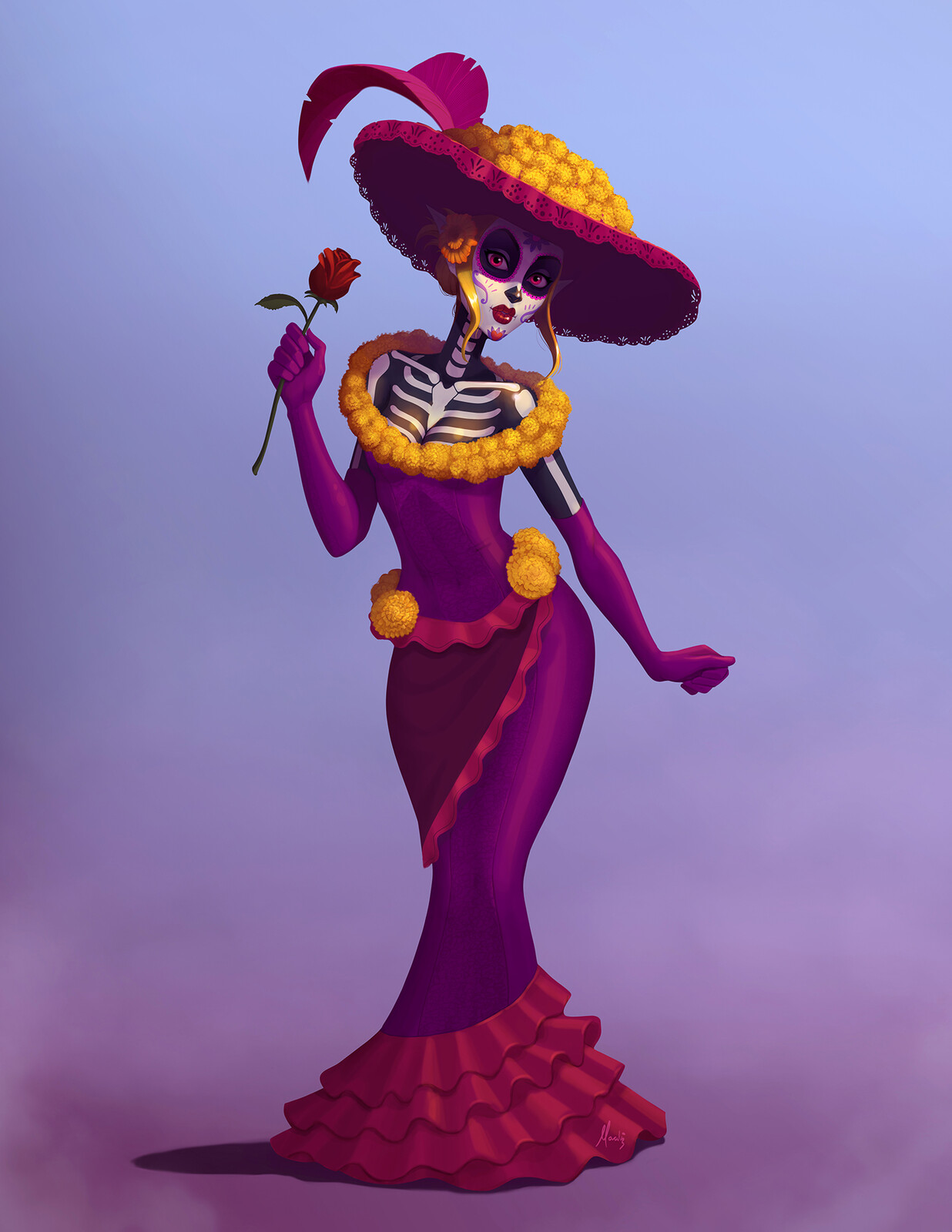 Mira's Halloween costume inspired in Dia de Muertos