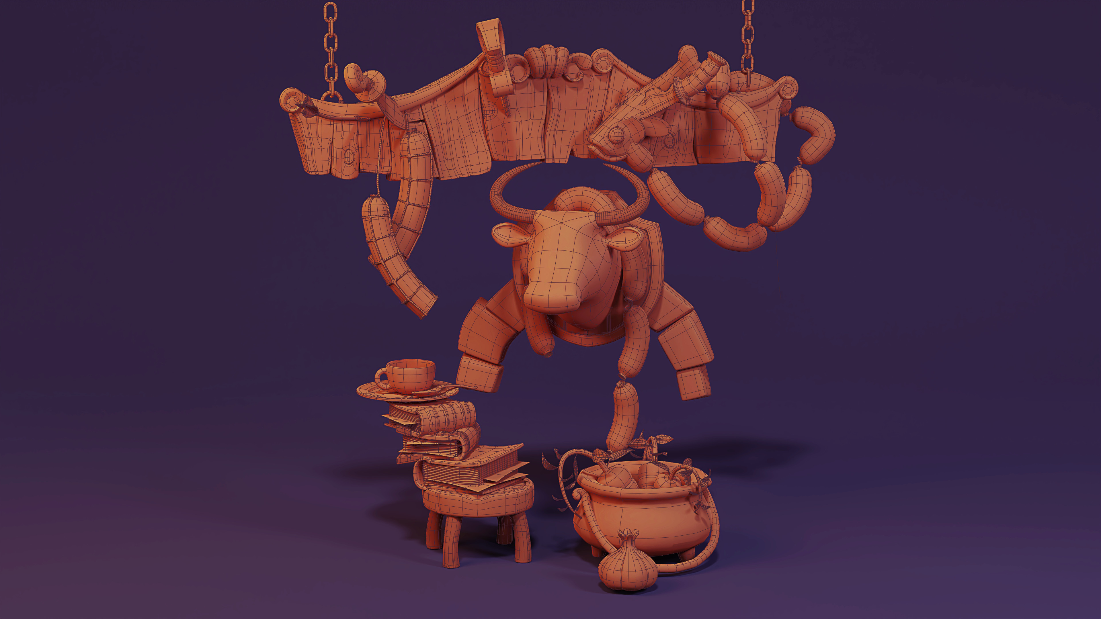 Still life set Wireframe