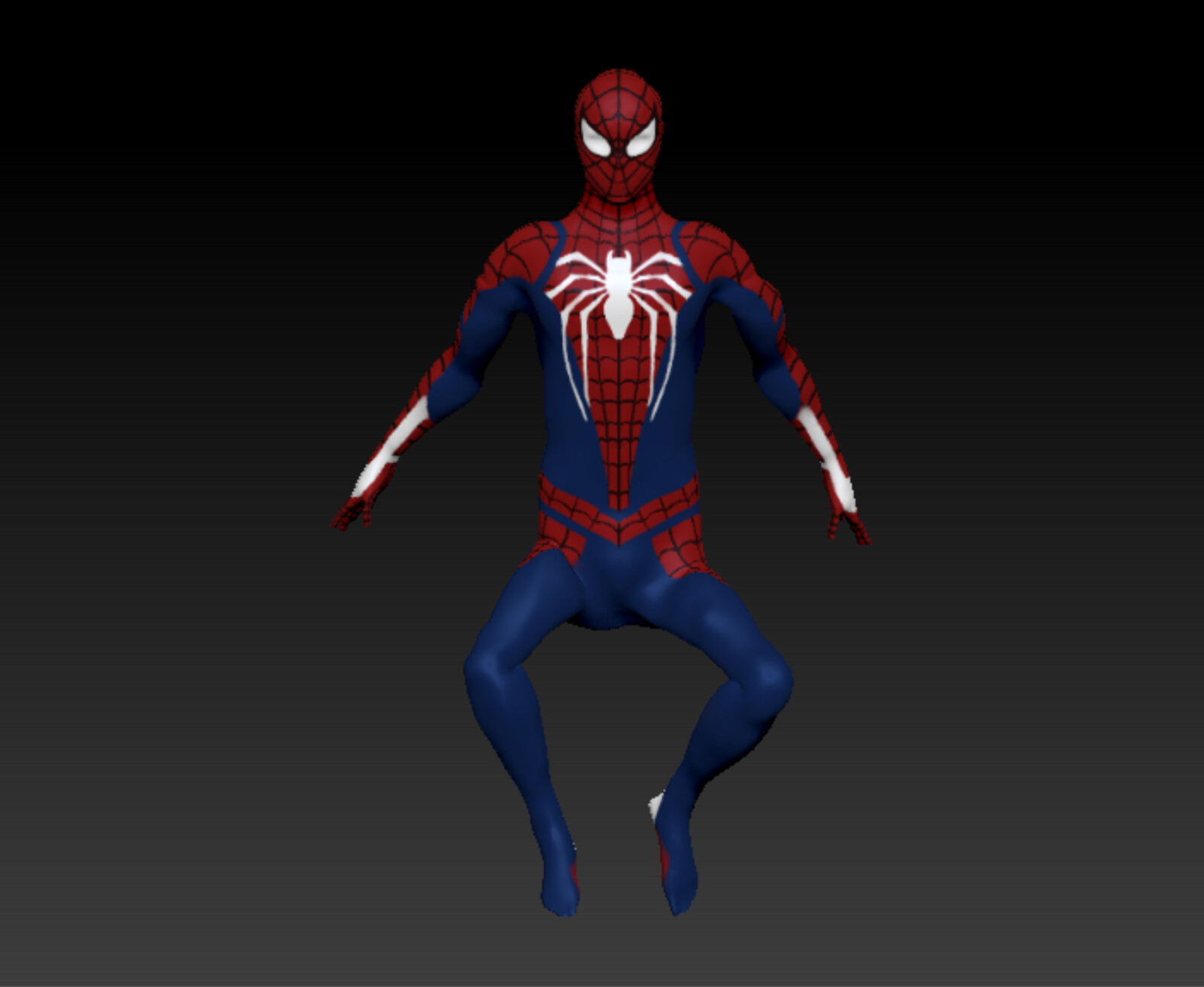 Final poly-painted &amp; posed sculpt, front view 