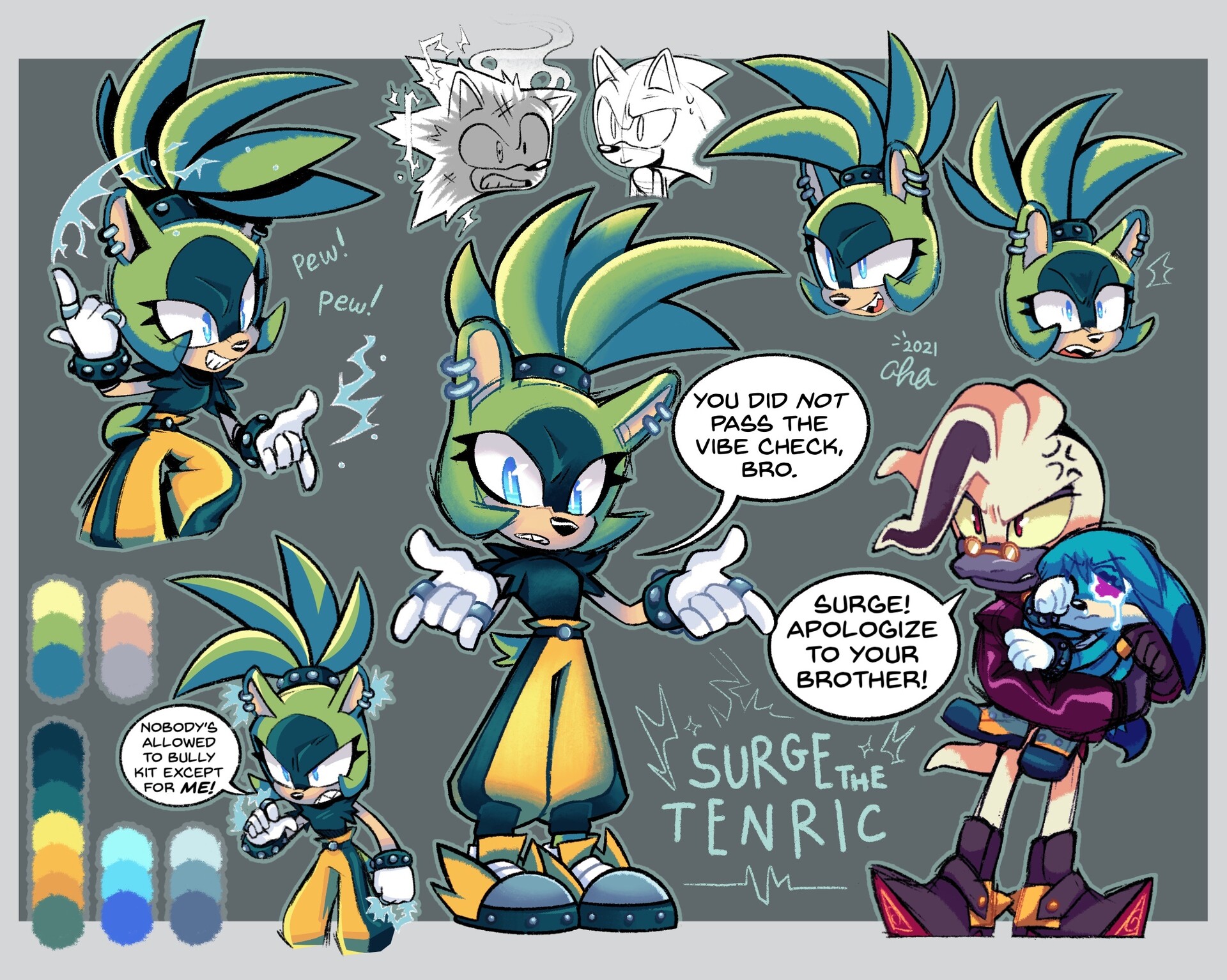 Surge and Kit  Hedgehog art, Sonic, Sonic fan art