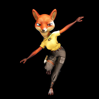 Posing Fox Lady in Blender