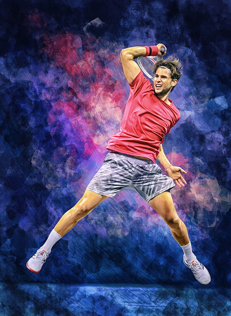 ArtStation - Dominic Thiem forehand. US Open 2020 Grand Slam Champion.  Digital wall poster. Tennis fan gift.