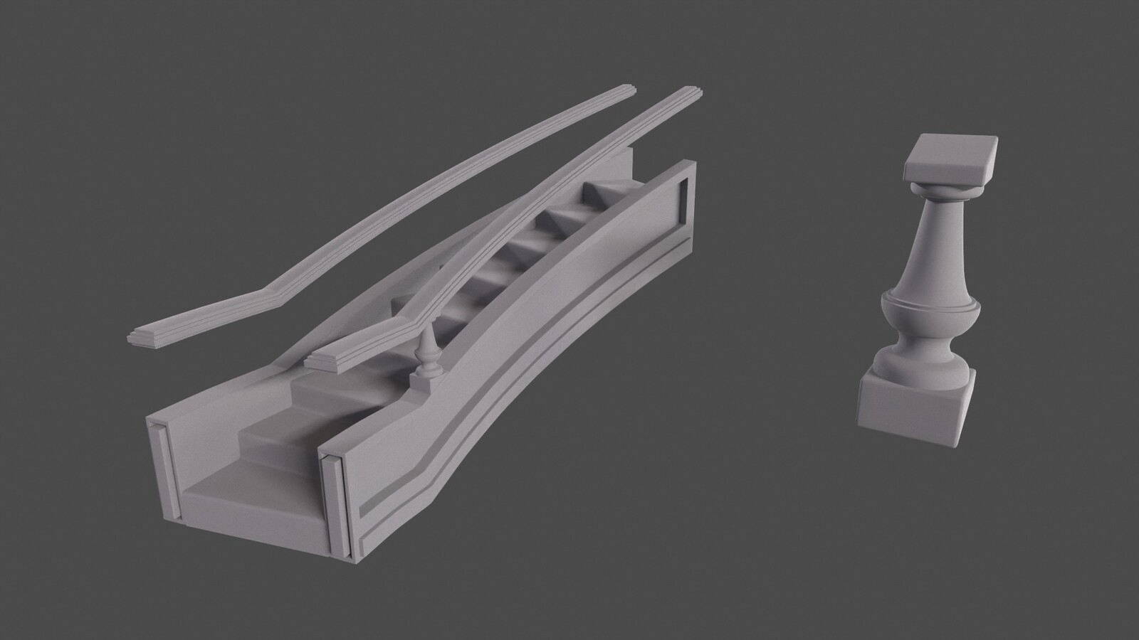 Small column of the stair railing plus Stair High Poly.