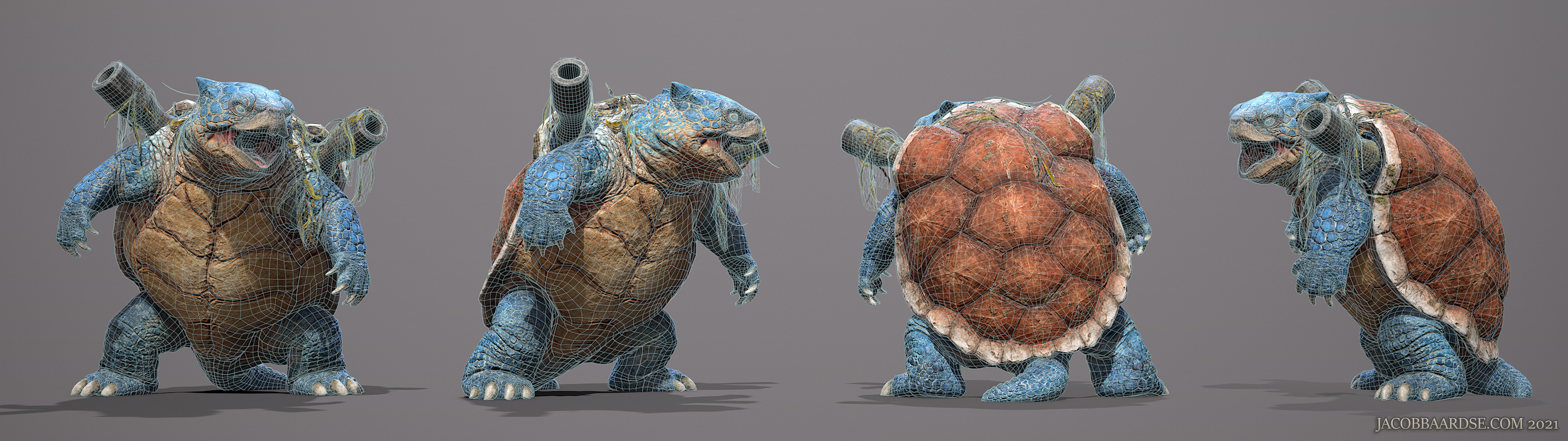 Marmoset Toolbag wireframe turnaround.
