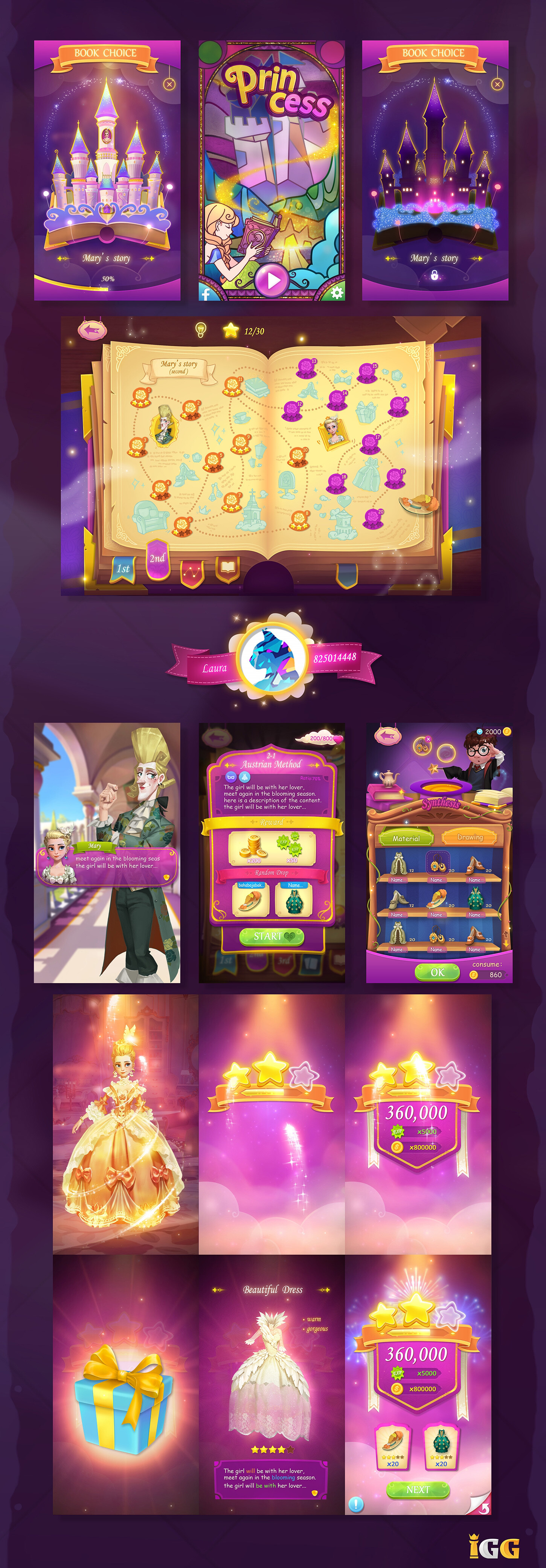 ArtStation - Dress up!Time Princess 女性向剧情换装手游UI视觉设计