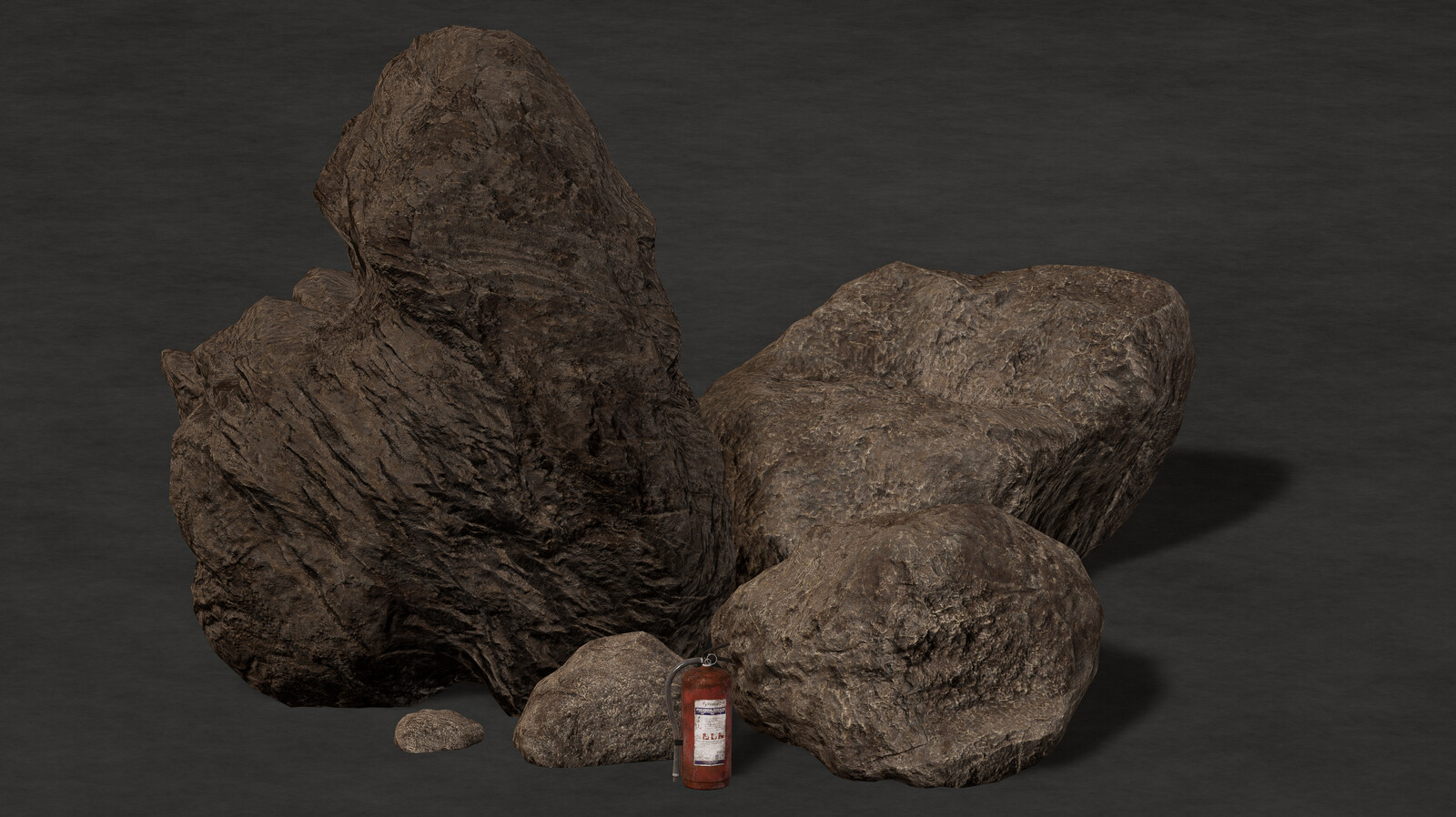 Some Rocks and fire extinguisher for scale.