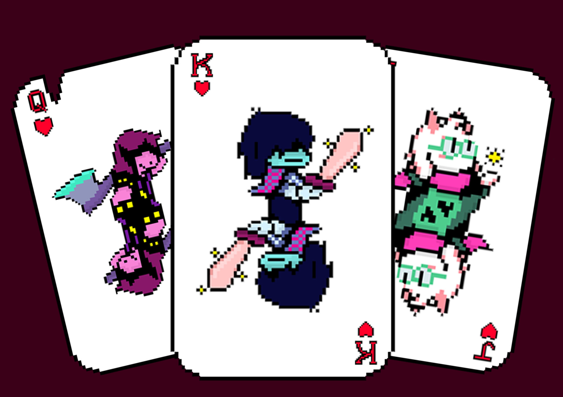 Artstation characters of deltarune as playing cards good guys 