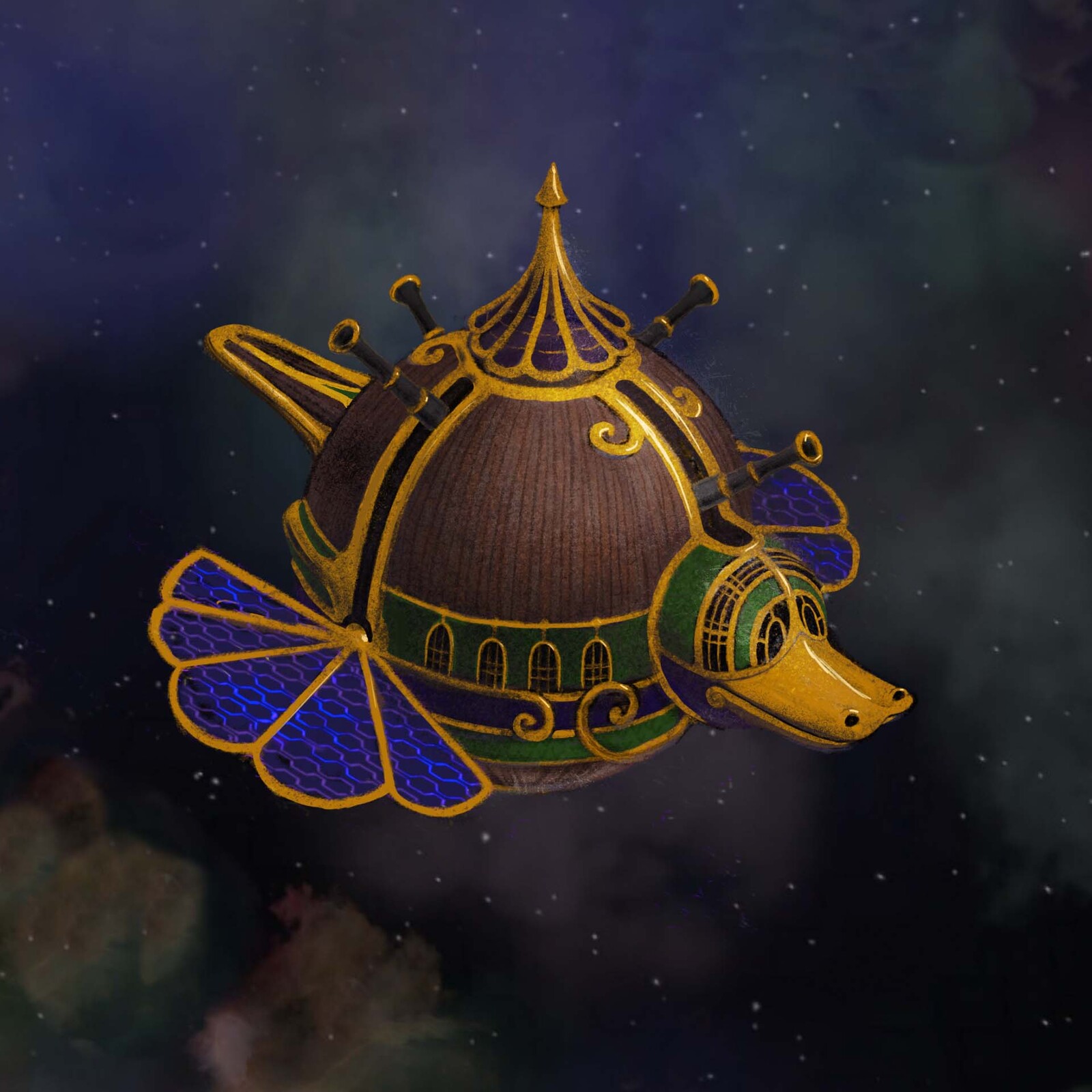 The Mallard Dreadnaught has 4 cannons by each side, but it’s too slow to rotate. The ship won’t even be able to aim at fast moving ships which make sure they remain in front of it or behind.