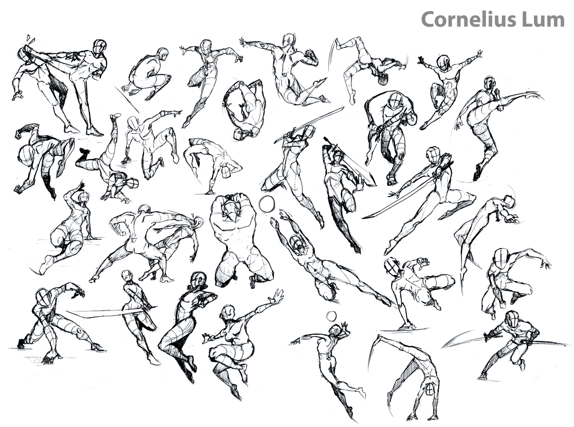 fighting poses drawing