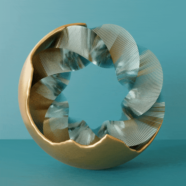 rotating metallic sculpture