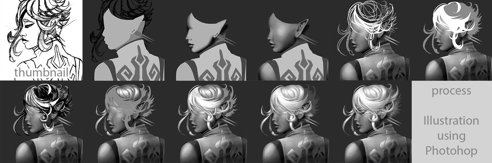 The process of making the work, from the selected thumbnail to the final piece!