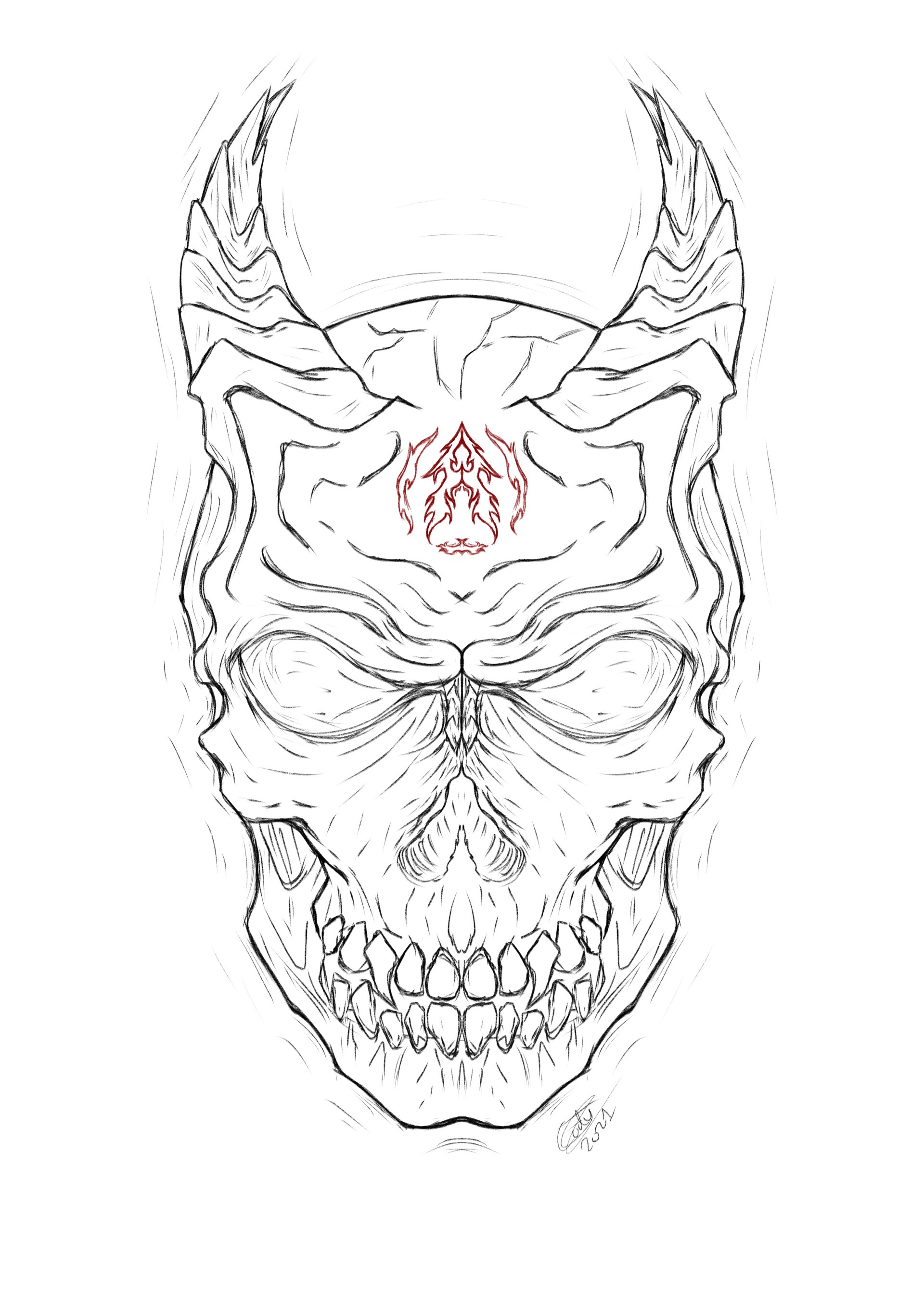 demon skull tattoo design  Clip Art Library