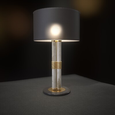 The three columns /  Gilded Bronze, Albaster & Marble Table lamp