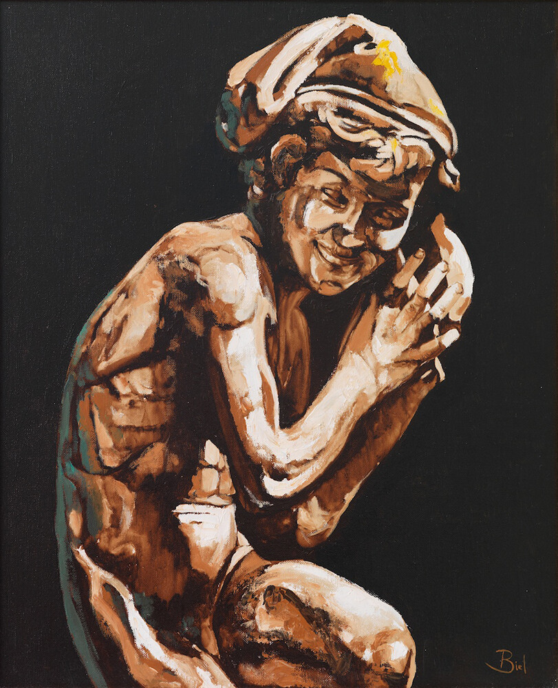 "Niño con caracola, de Carpeaux" (2)". 60x50cm. Oil on canvas.