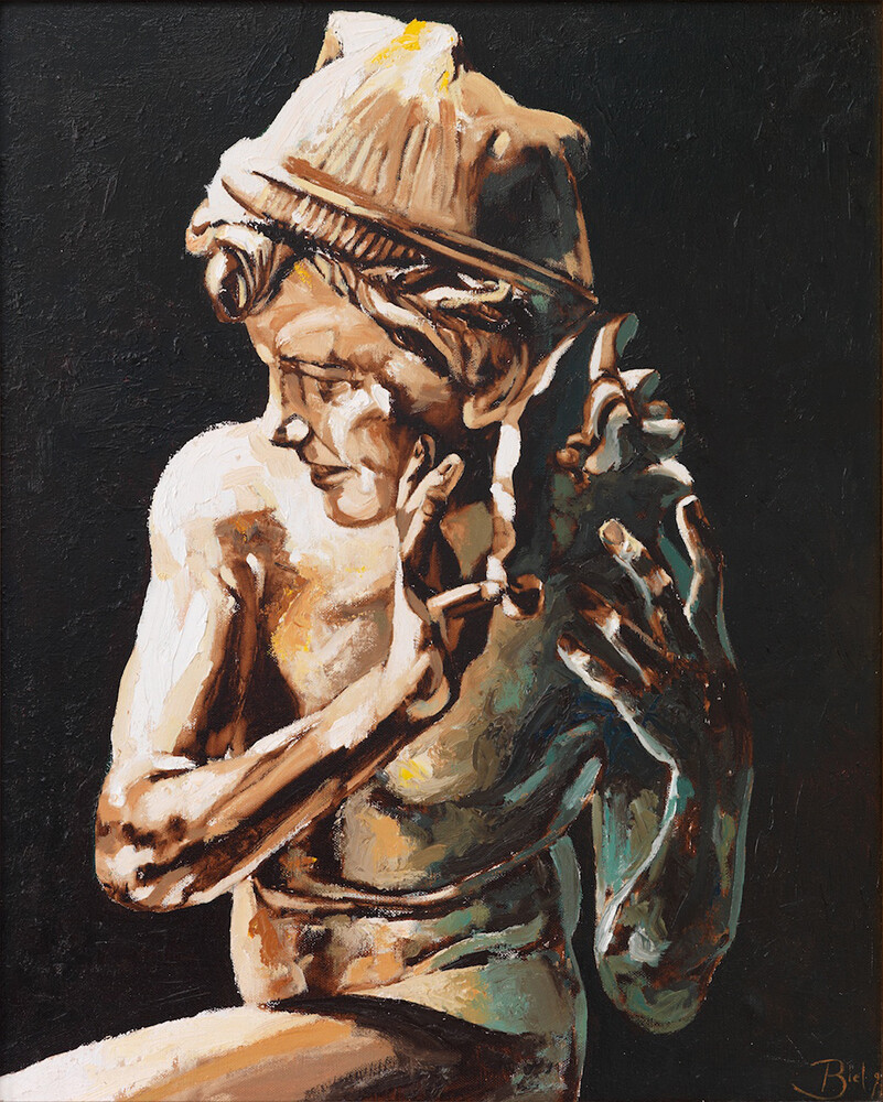 "Niño con caracola, de Carpeaux" (1)". 60x50cm. Oil on canvas.