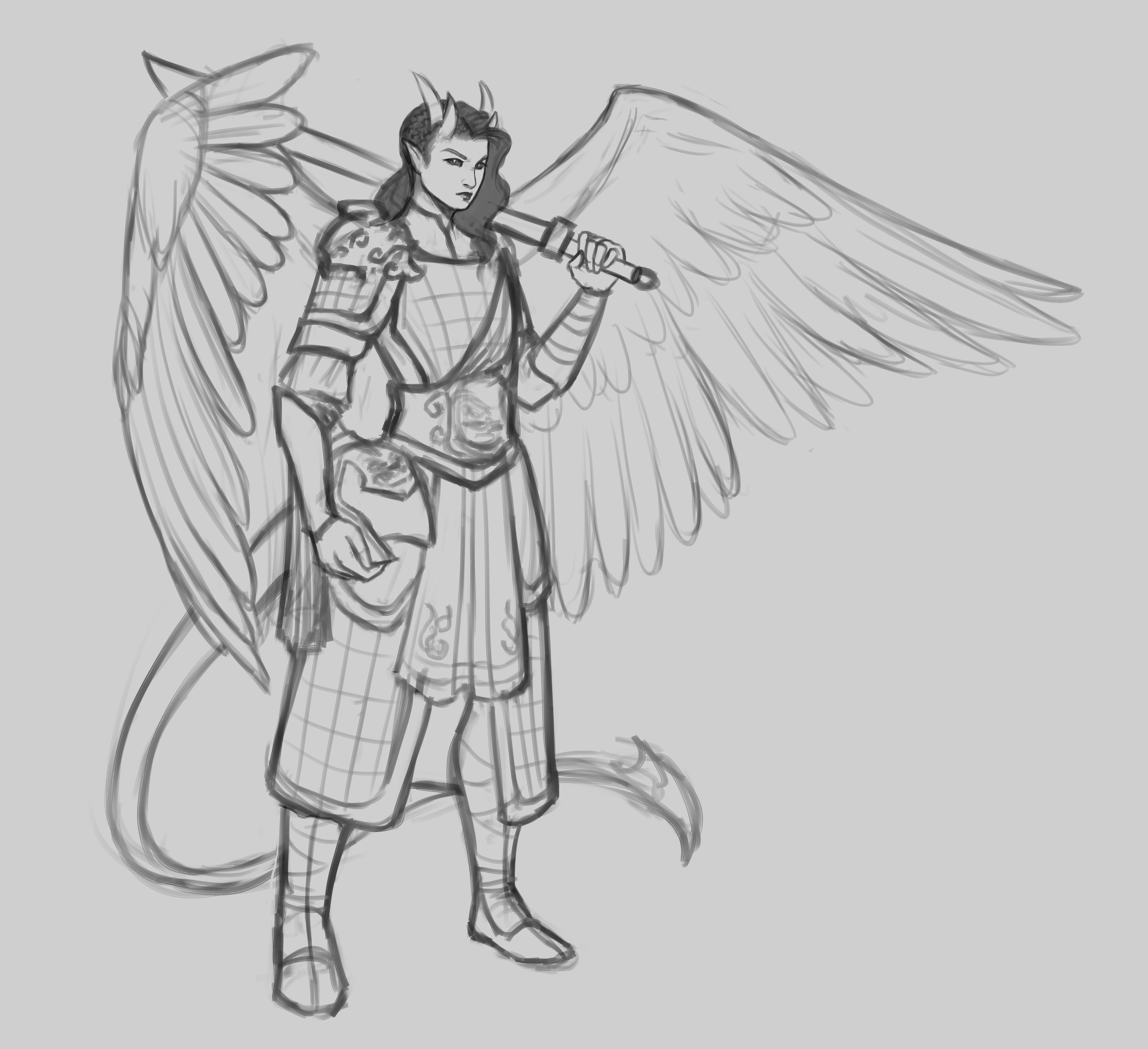 Sketch of the tiefling character