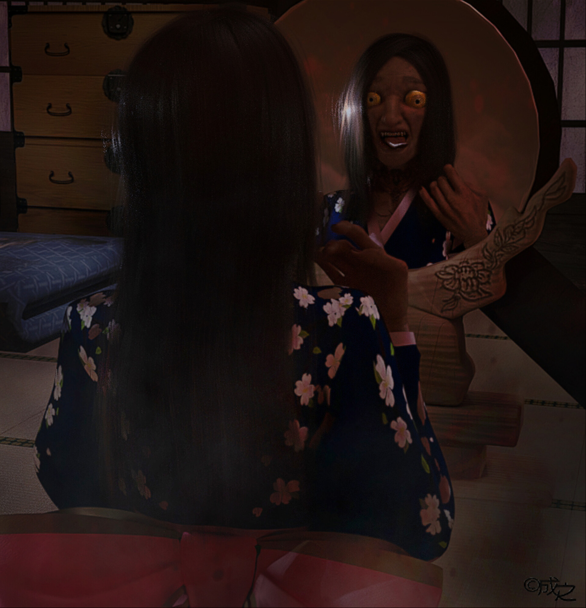 ArtStation - IYAYA (JAPANESE YOKAI WITH A BEAUTIFUL BACK BUT A GHOST FACE)