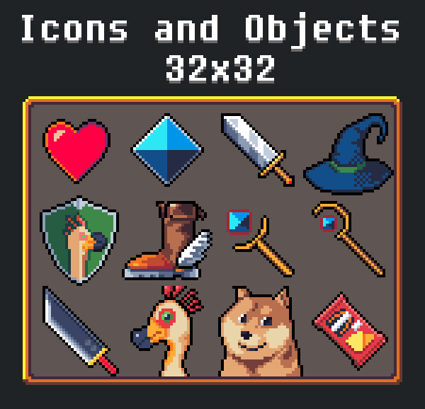 BaconBoyXIII - Pixel Art - Icons and Objects 32x32