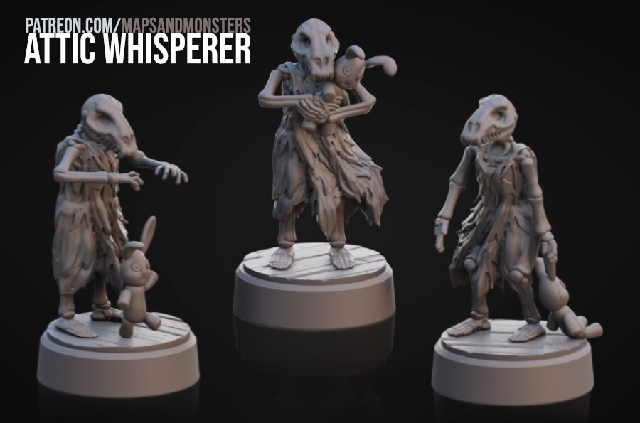Attic Whisperer: 3D printable miniatures for the role playing game Pathfinder 2E. 