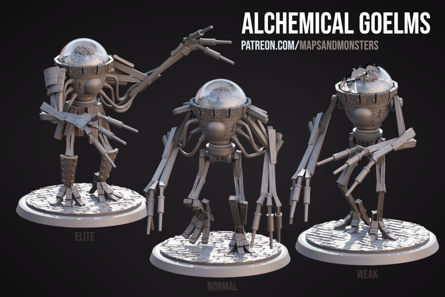Alchemical Golem: 3D printable miniatures for the role playing game Pathfinder 2E. 