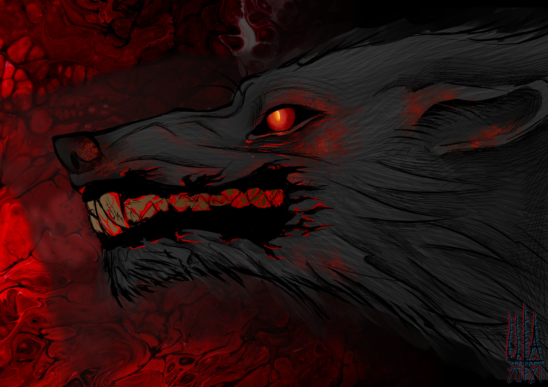 bloody anime wolf wallpaper