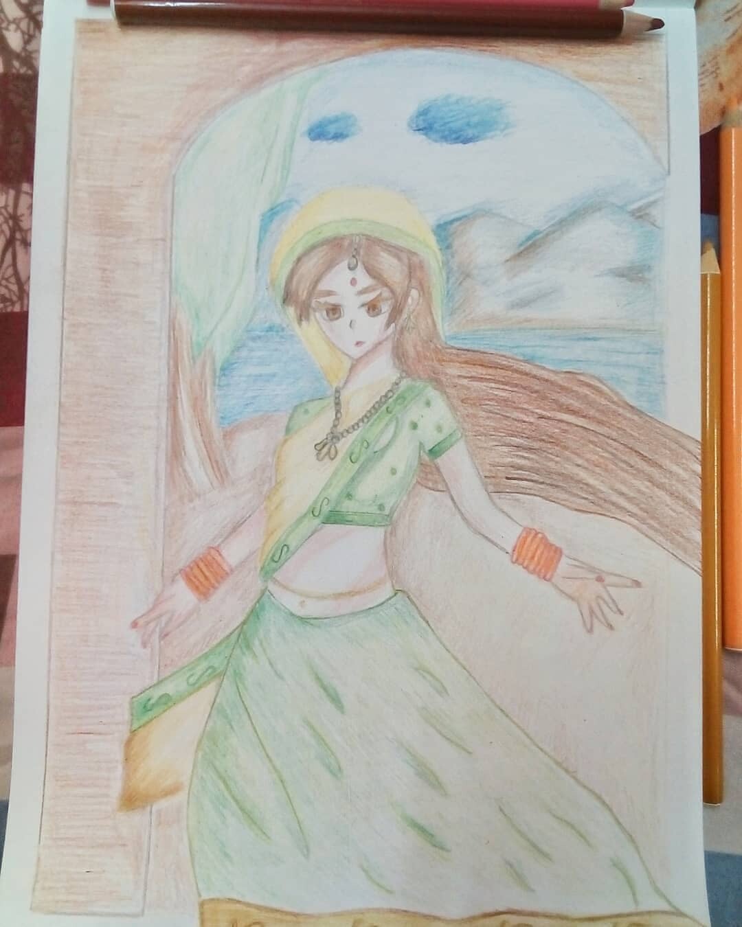 ArtStation - Anime Girl Drawing - Traditional Indian Dress