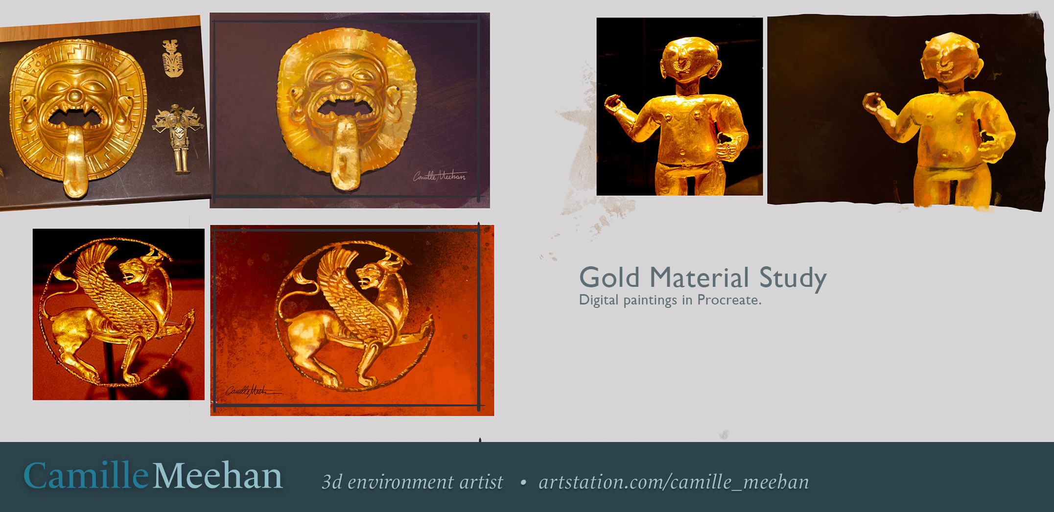 In addition to ancient Persia, I studied the work of goldsmiths from Tumaco, Colombia. The mask is a recovered stolen artifact, https://www.smithsonianmag.com/smart-news/19000-artifacts-recovered-international-antiquities-trafficking-sting-1-180974836/