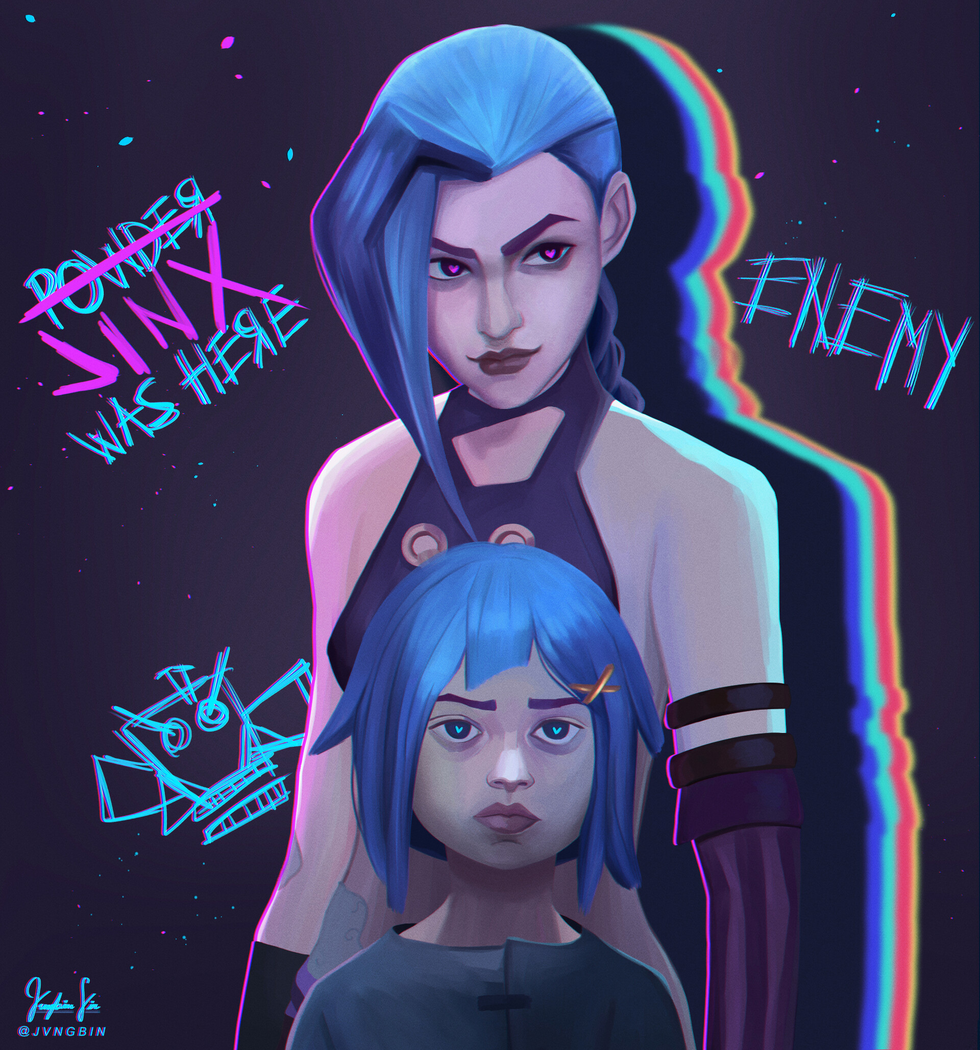 Jungbin 서 ♡ Jinx & Powder // Arcane Fan Art