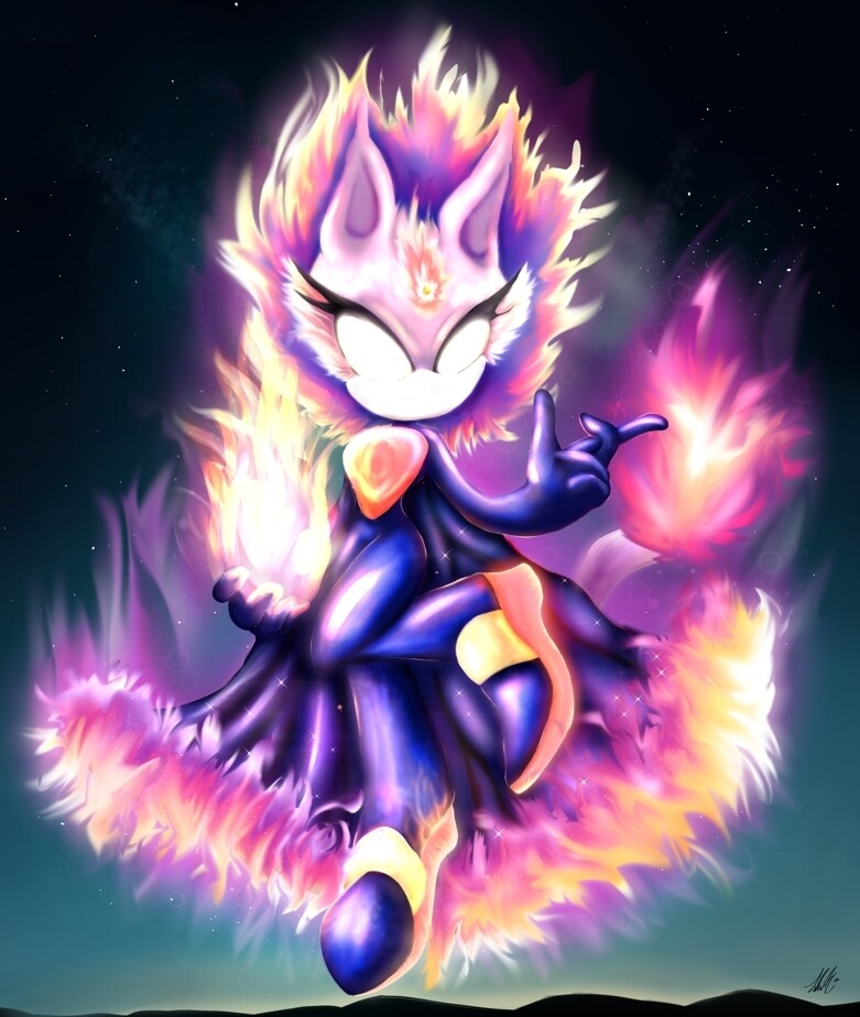 burning blaze the cat and super sonic