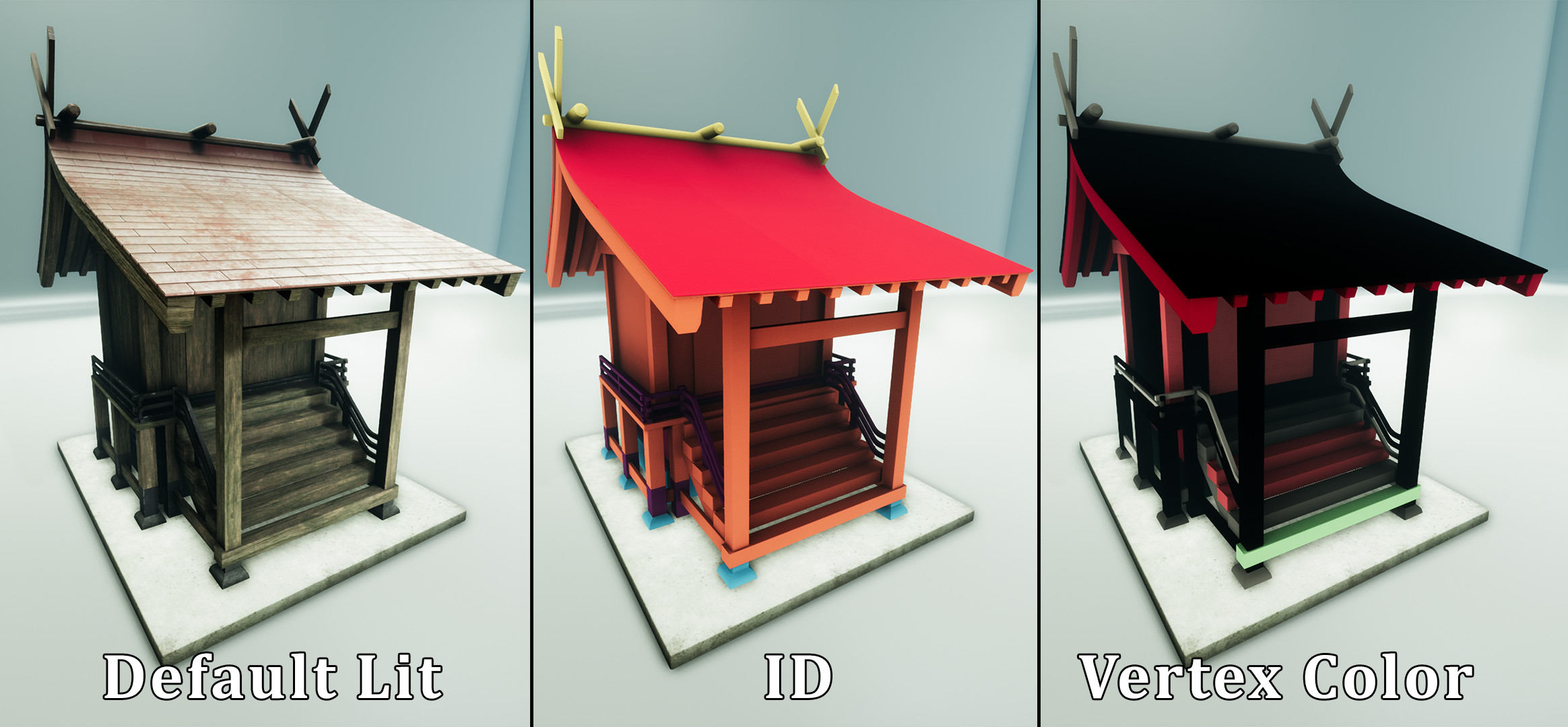 And here's a breakdown of the shrine for the ID and the Vertex Color.