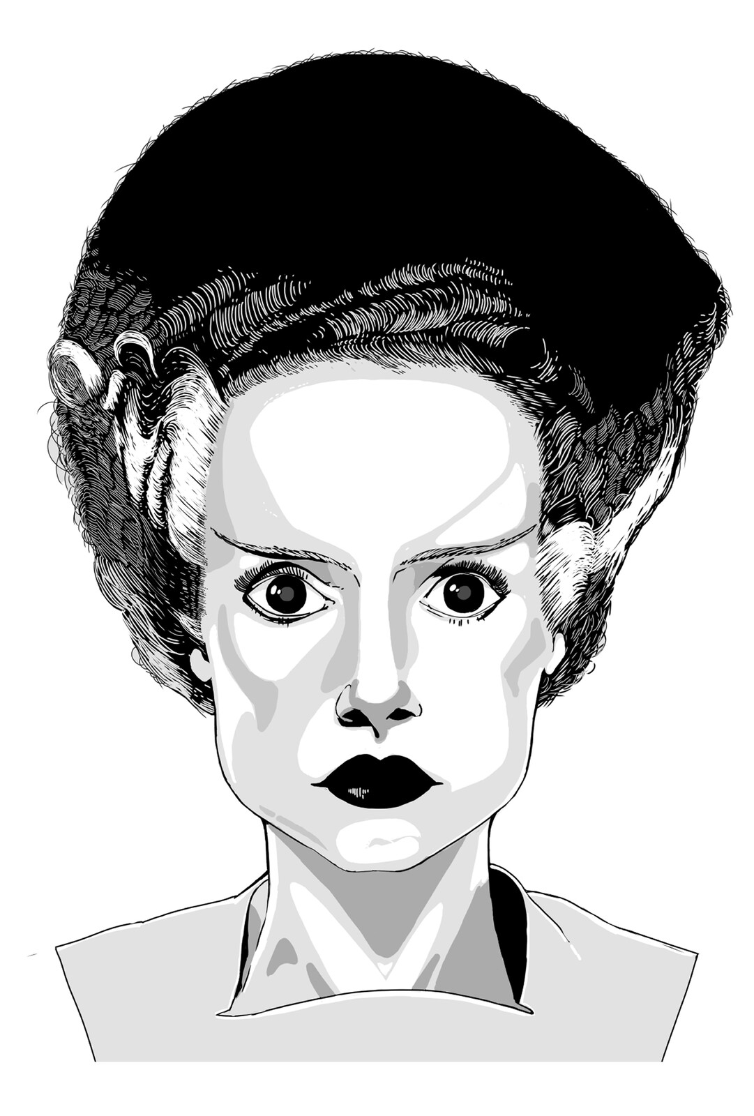 Illustration of the bride of Frankenstein