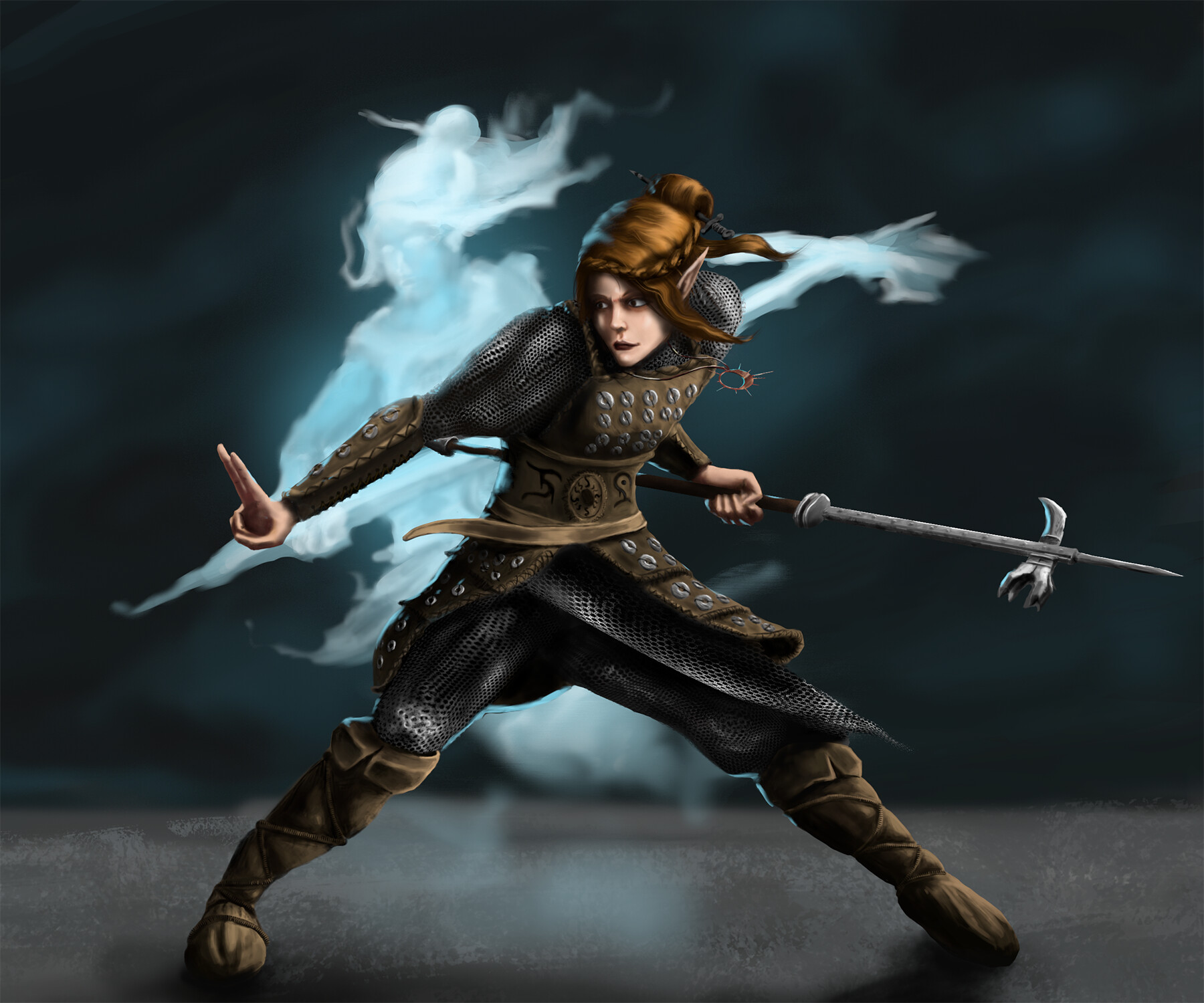 ArtStation Half elven monk D&D commission