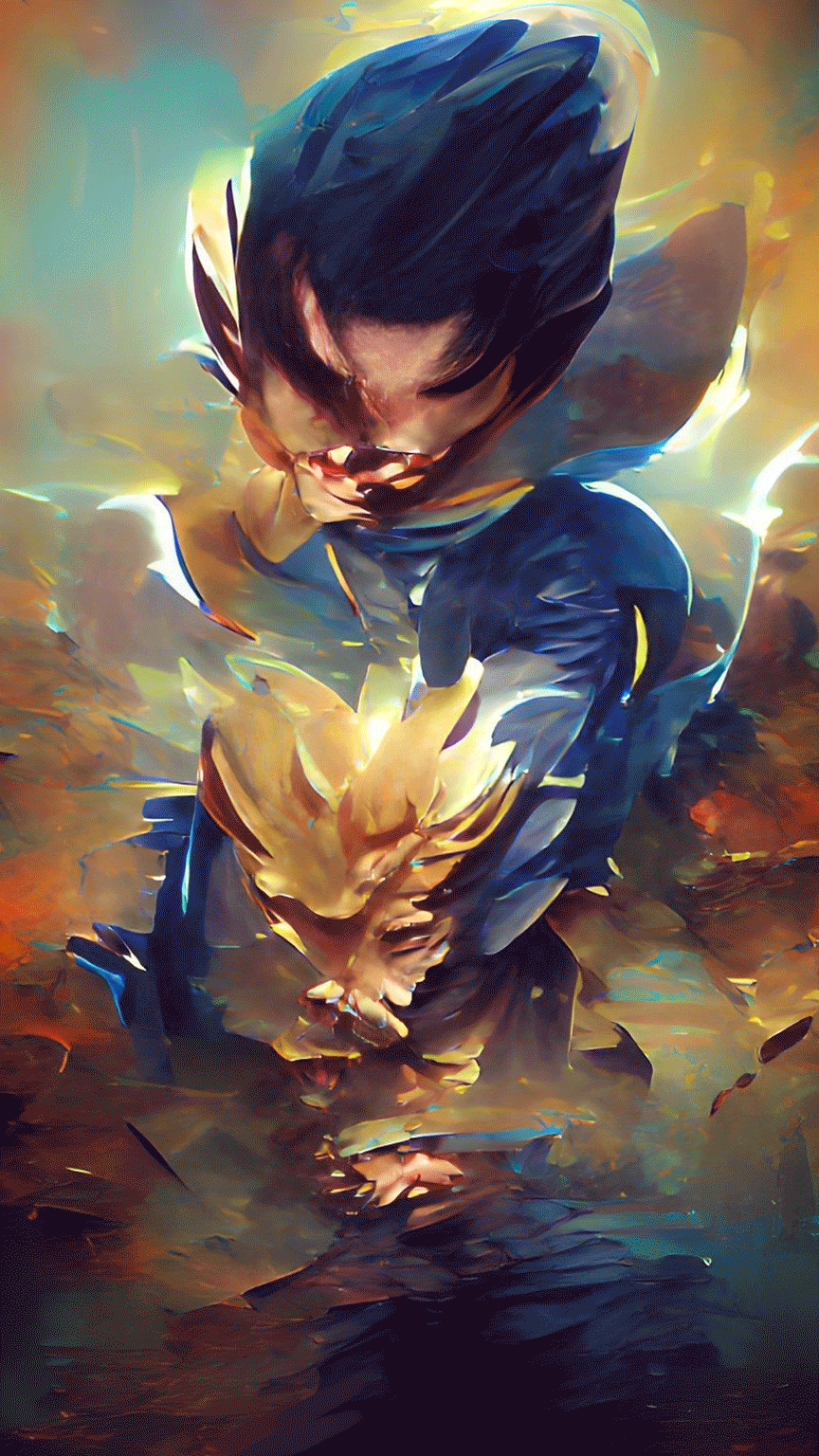 AI gerenated Inspiration image from Wombo Dream app with word prompt "vegeta"
