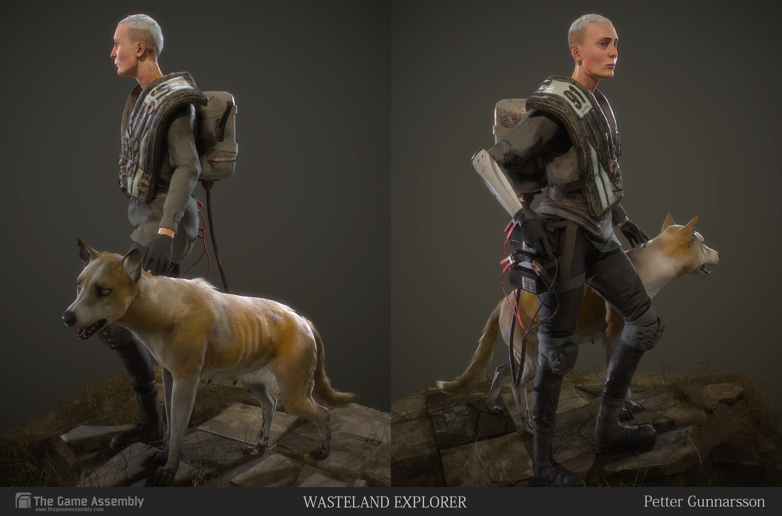 The character is 36'371 tris, and the dog 11'230 tris.