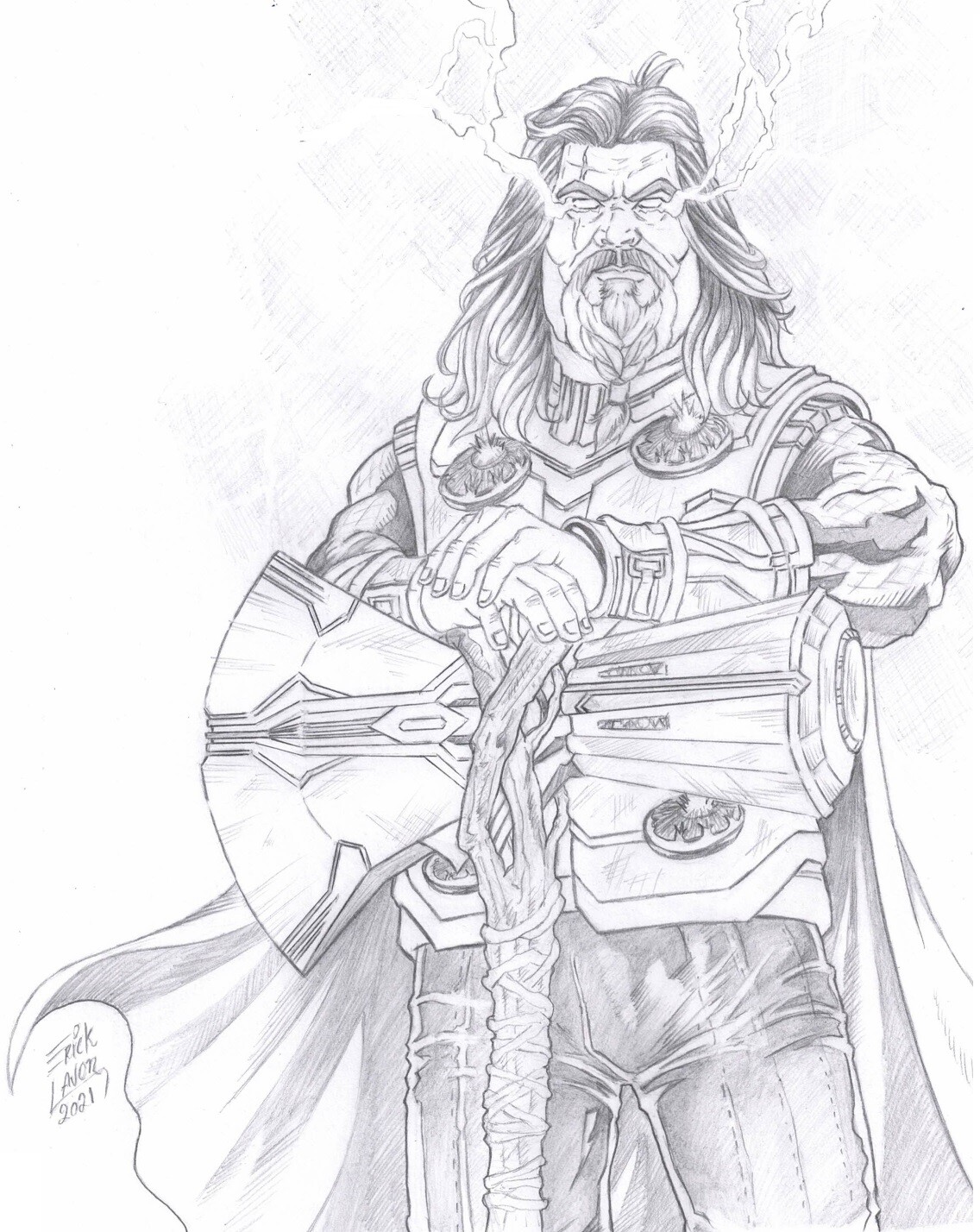 ArtStation - Ilustração de Thor Vingadores Ultimato (Marvel Comics), image size:1136x1428