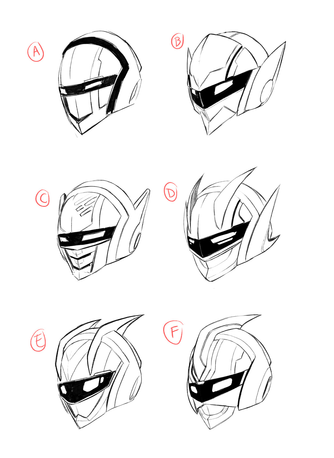 Initial helmet sketches