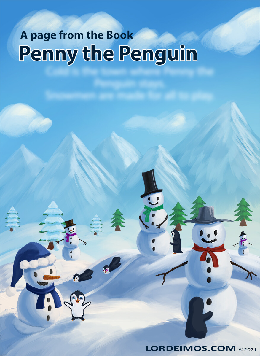 A page from the children's book "Penny the Penguin" I illustrated last year.