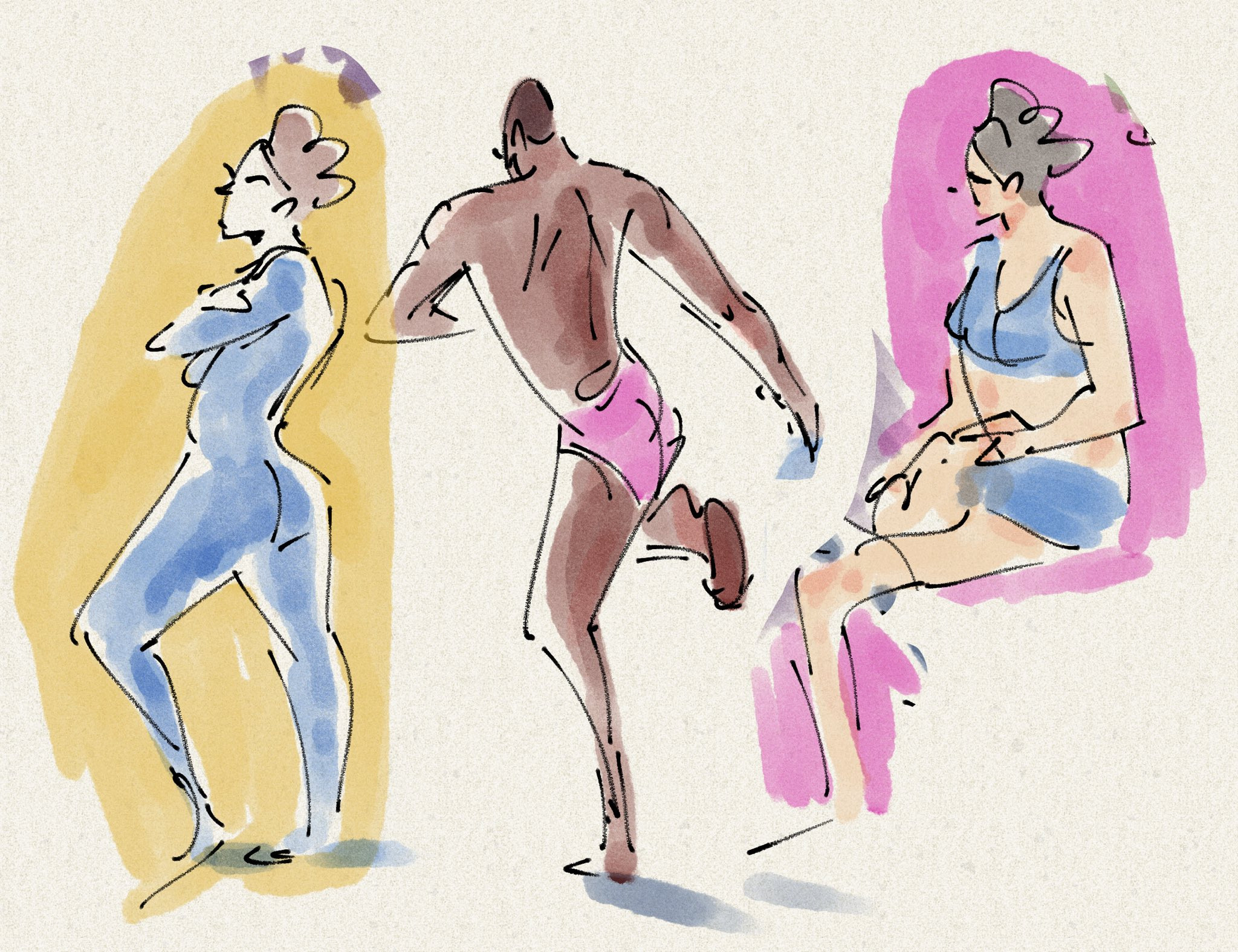 30 second gesture drawings w/color